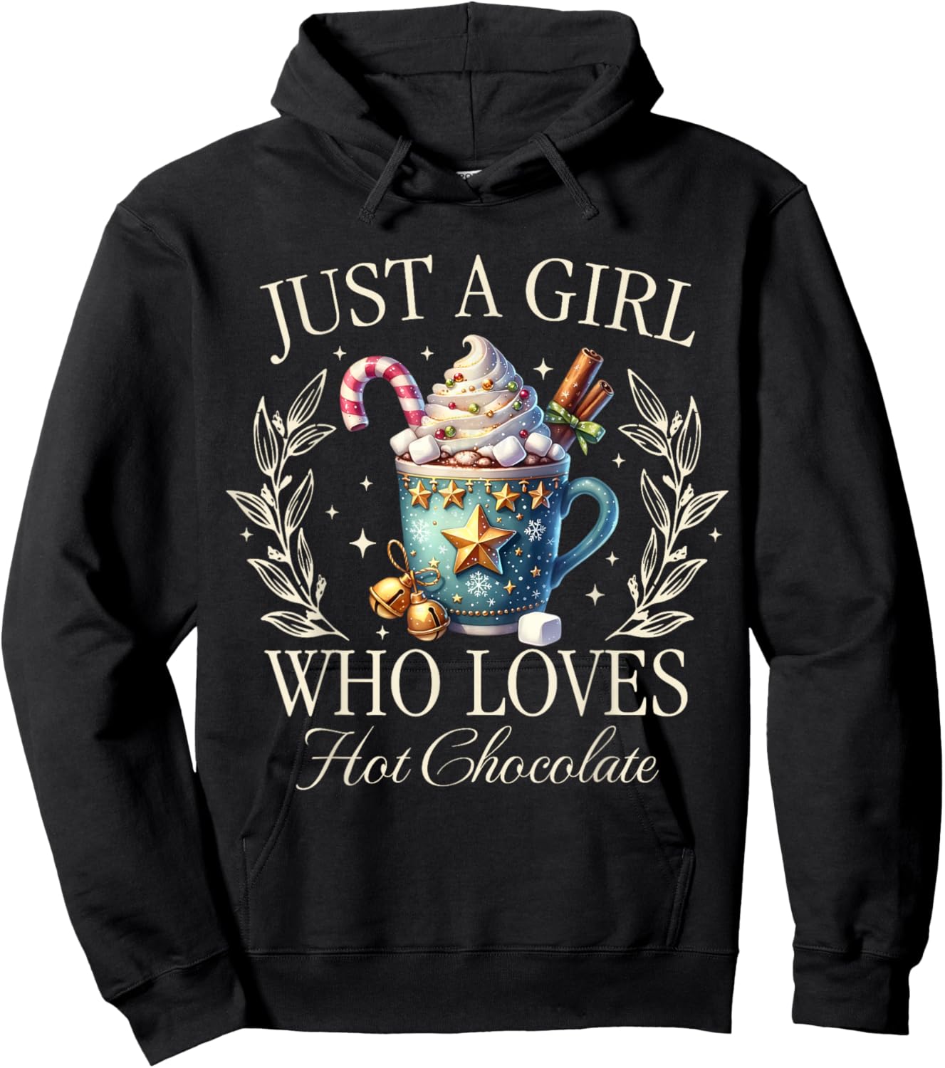 Just A Girl Who Loves Hot Chocolate Christmas Vintage Cocoa Hoodie - Hoodie | Black