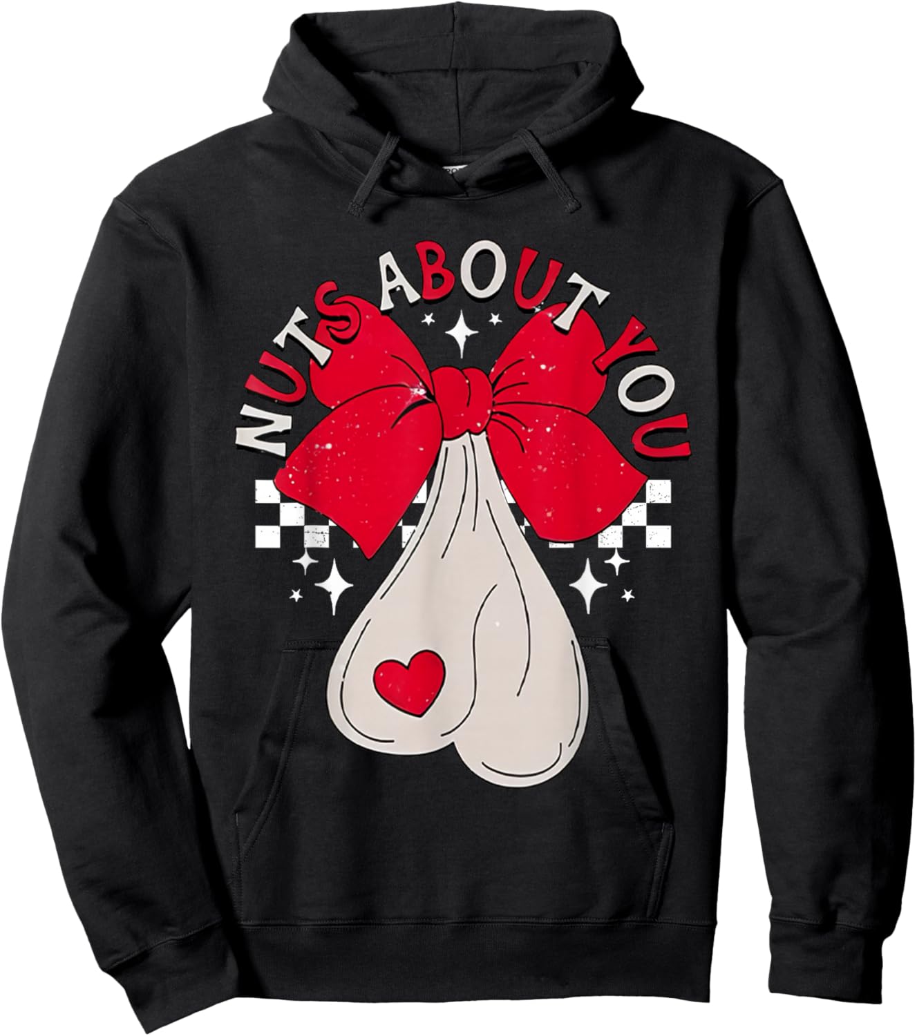 Nuts About You Funny Hear Coquette Bow Valentines Day Men Hoodie - Hoodie | Black