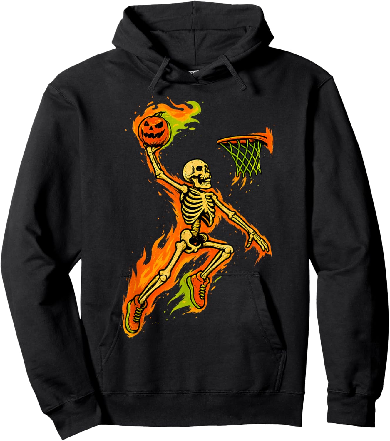 Spooky Basketball Halloween Costume Skeleton Player Boys Hoodie - Hoodie | Black