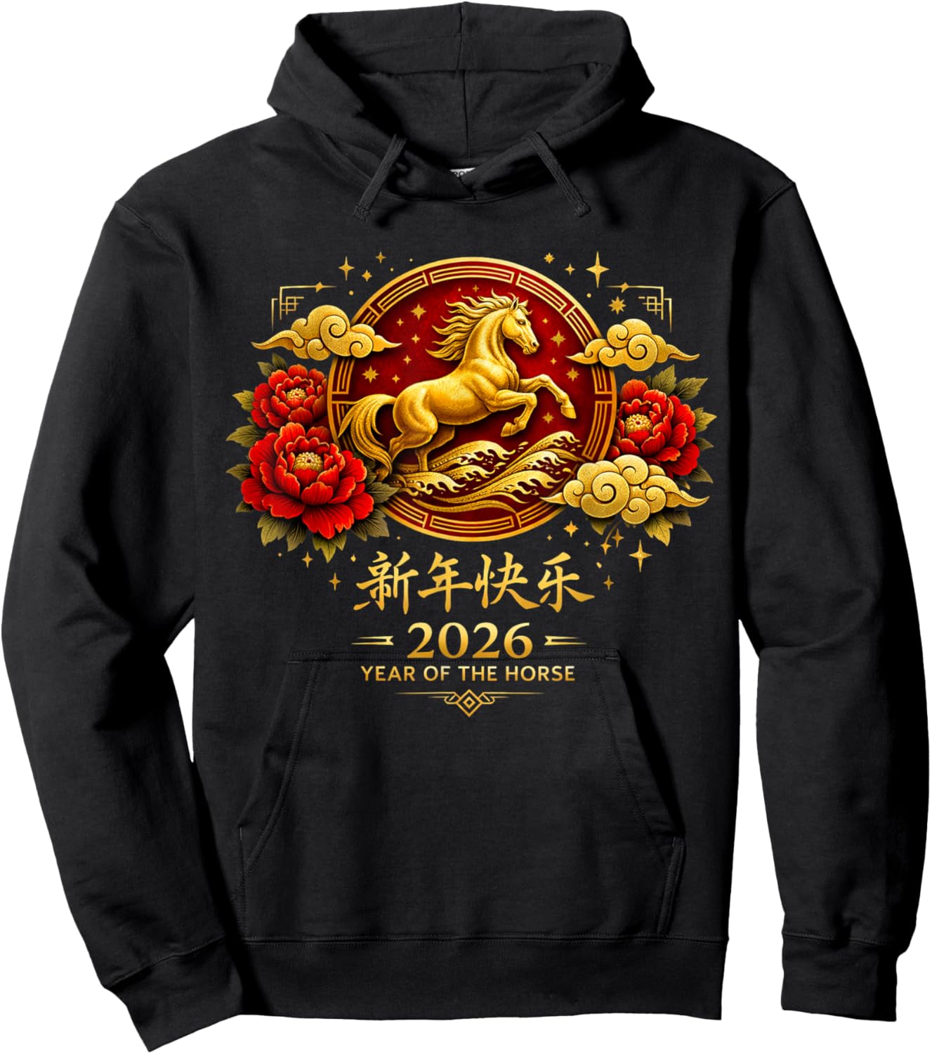 Chinese New Year 2026 Year of The Horse Hoodie - Hoodie | Black