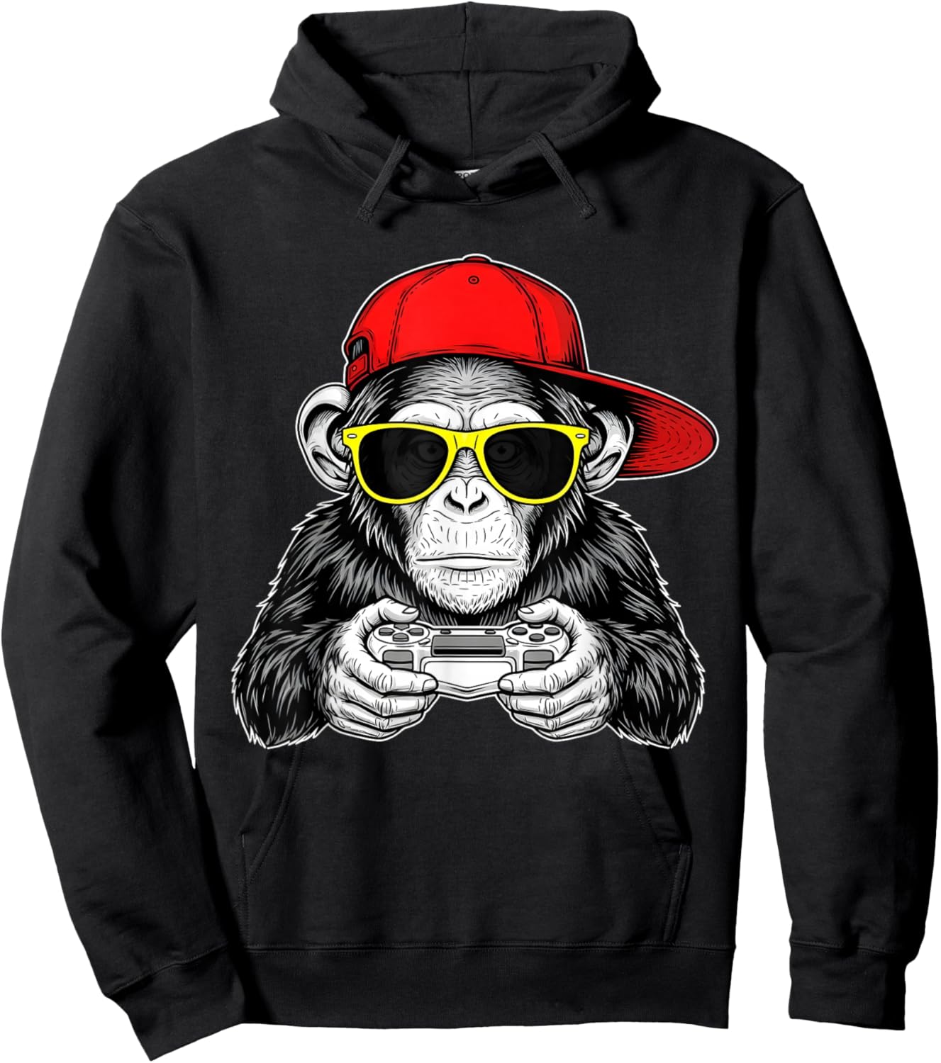 Cool Gamer Monkey with Controller Funny Gaming Video Game Hoodie - Hoodie | Black