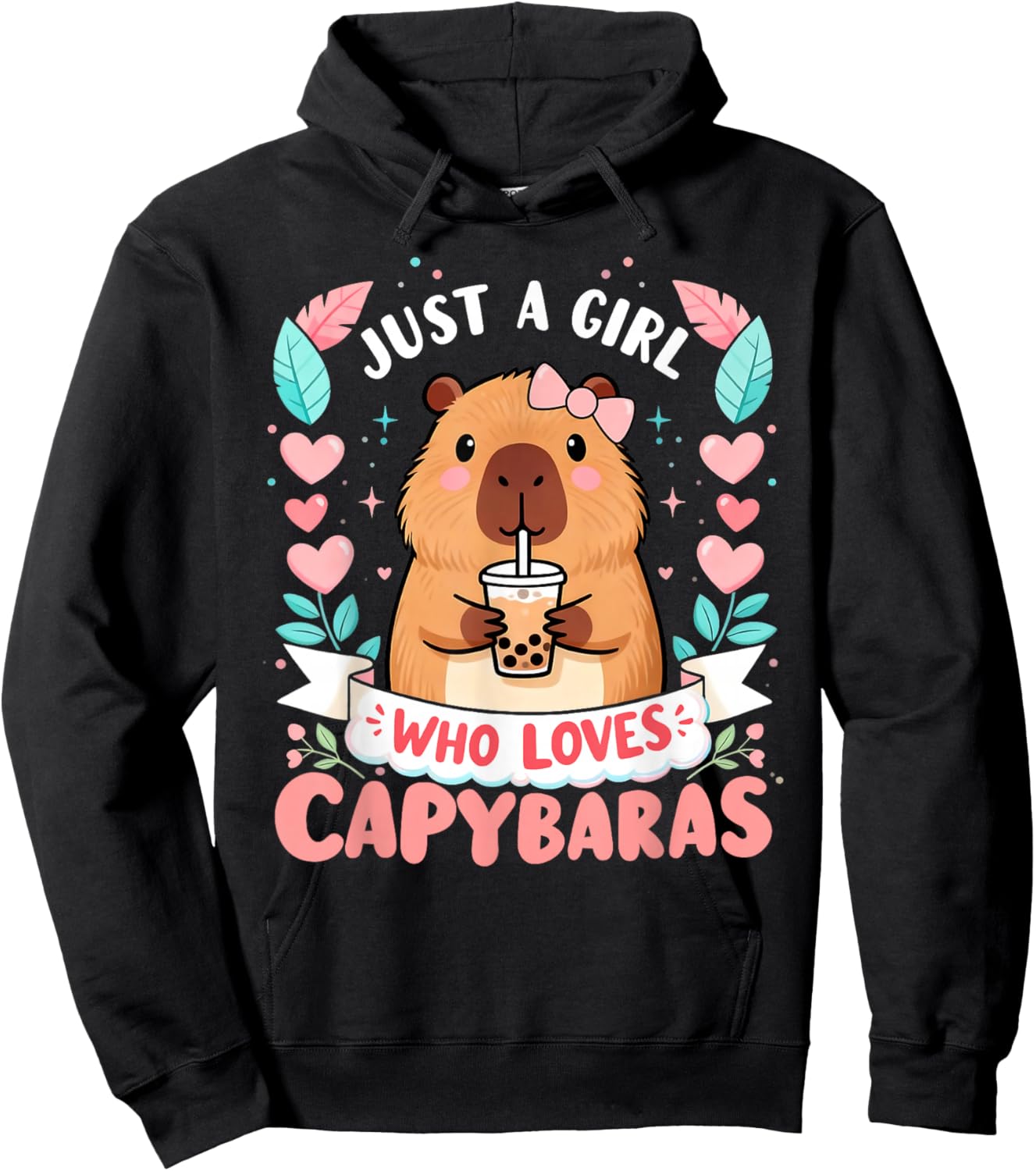 Just a Girl Who Loves Capybaras Cute Capybara Lover Kids Hoodie - Hoodie | Black