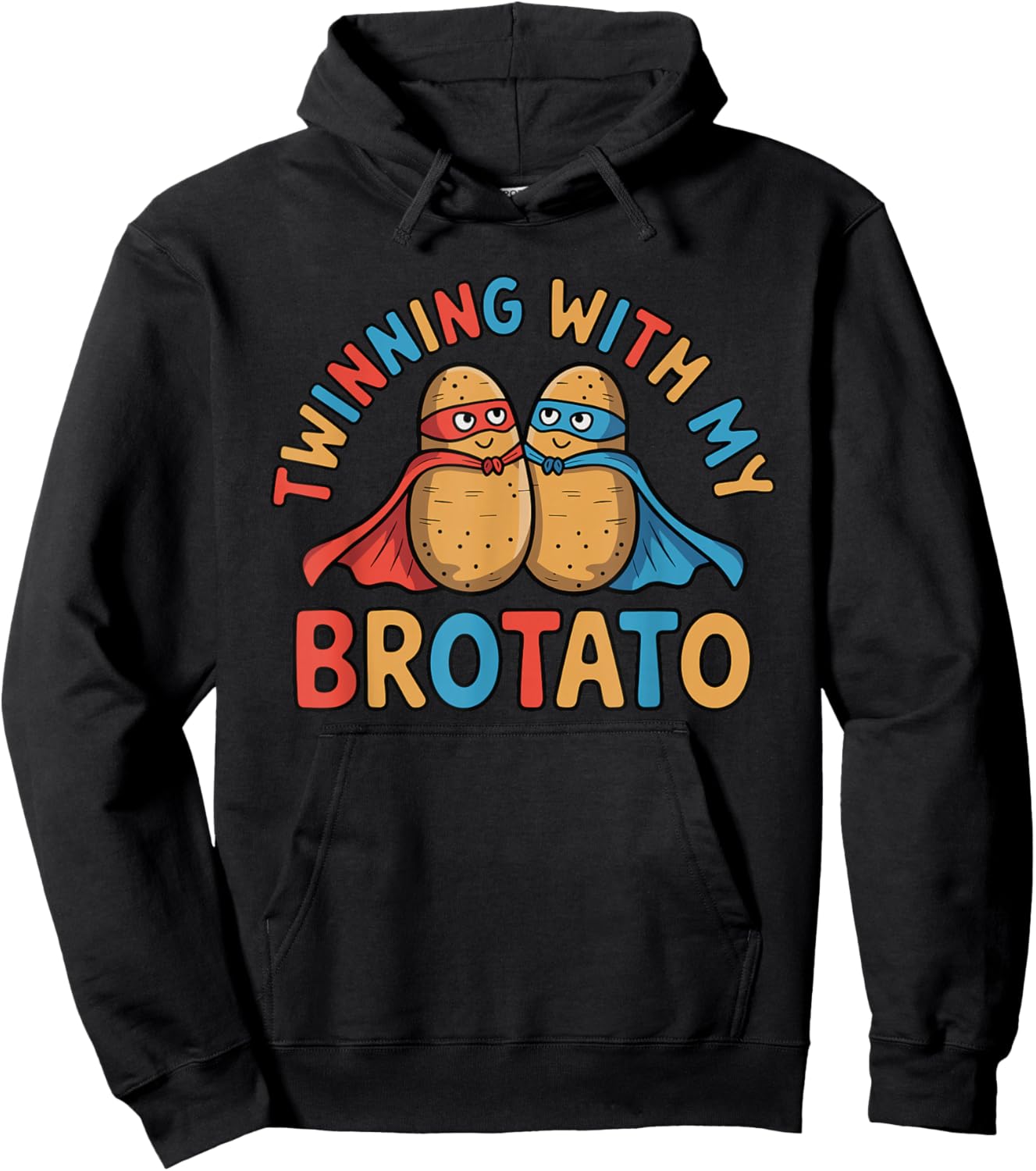 Twinning with My Brotato Funny Matching Friends Design Hoodie - Hoodie | Black