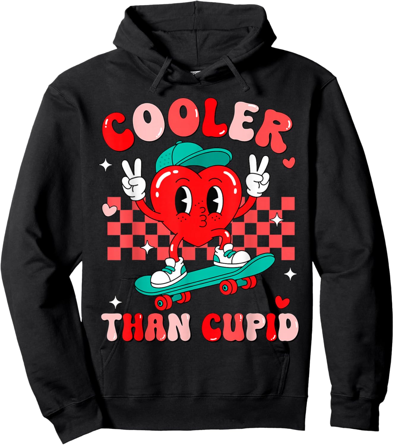 Cooler Than Cupid Valentines Day for Teens Kids Boys Girls Hoodie - Hoodie | Black