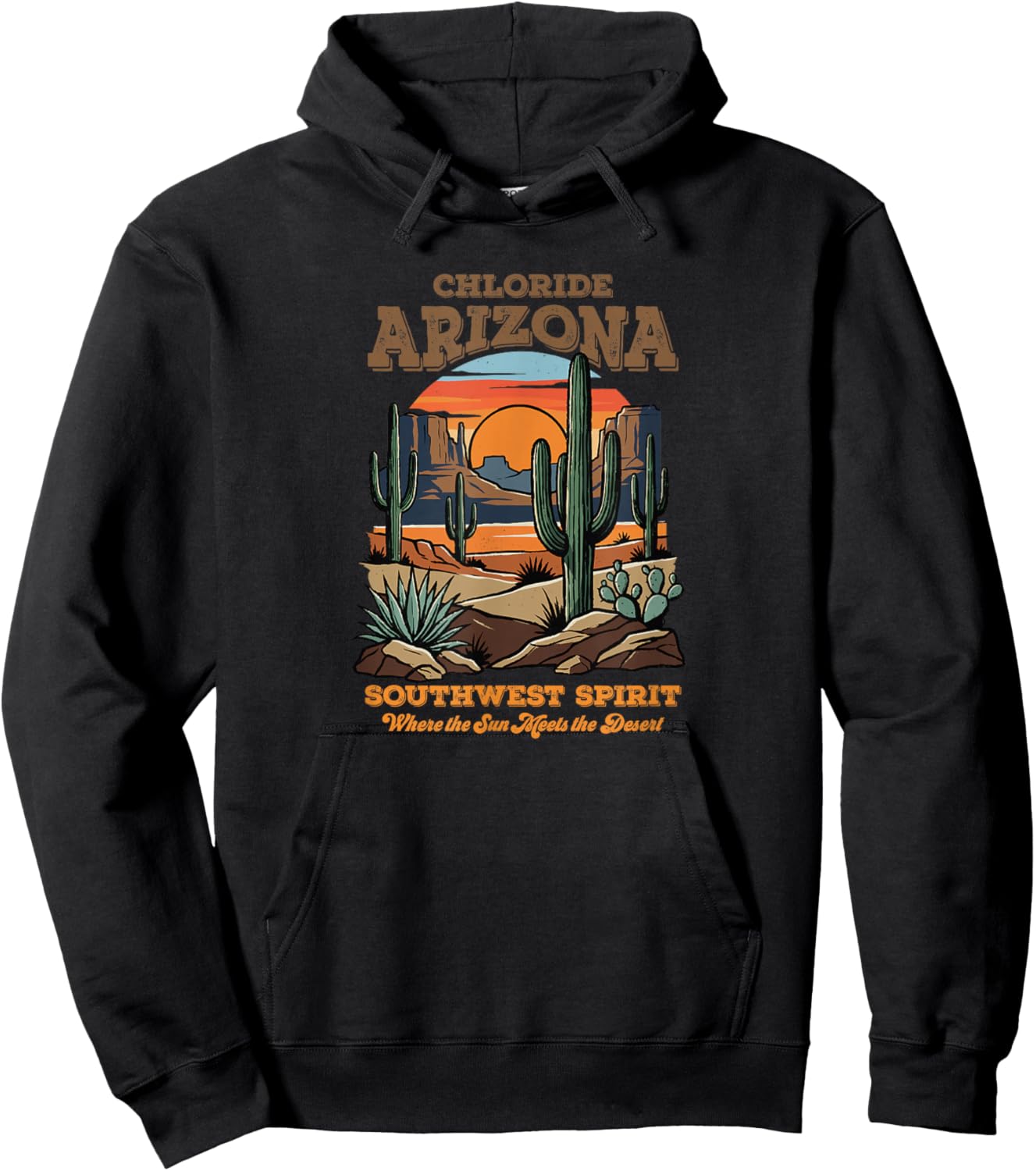Chloride, Arizona Desert Sunset Cactus Southwest Art Hoodie - Hoodie | Black