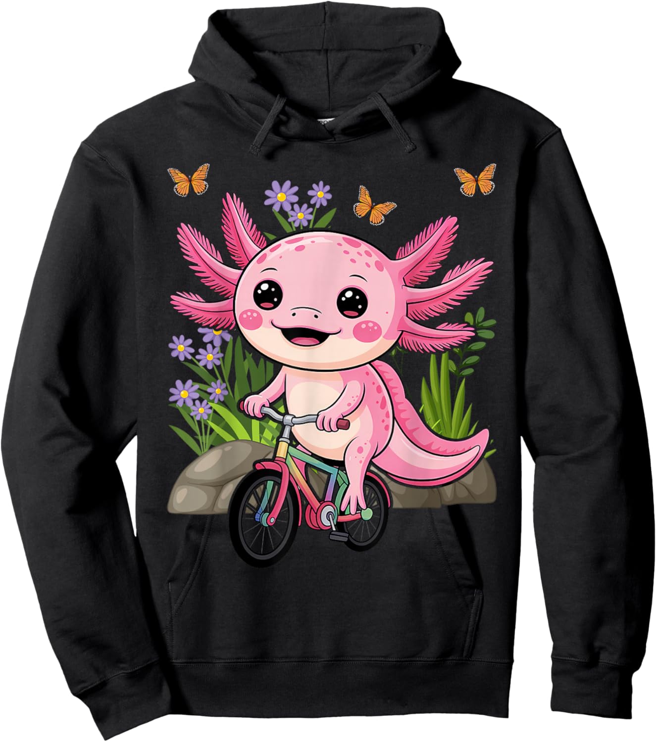 Axolotl Lover Kids Bicycle Riding Bike Hoodie - Hoodie | Black