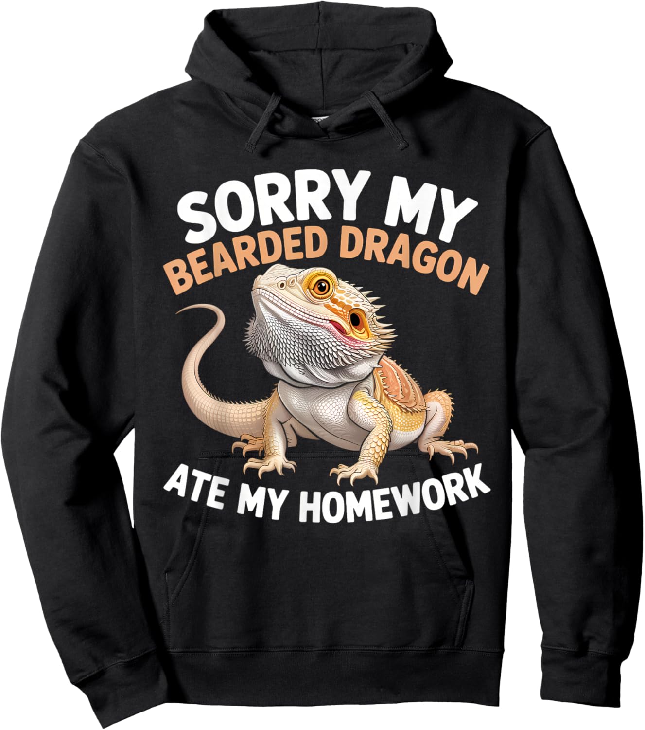 Bearded Dragon Ate My Homework Funny Quote Hoodie - Hoodie | Black