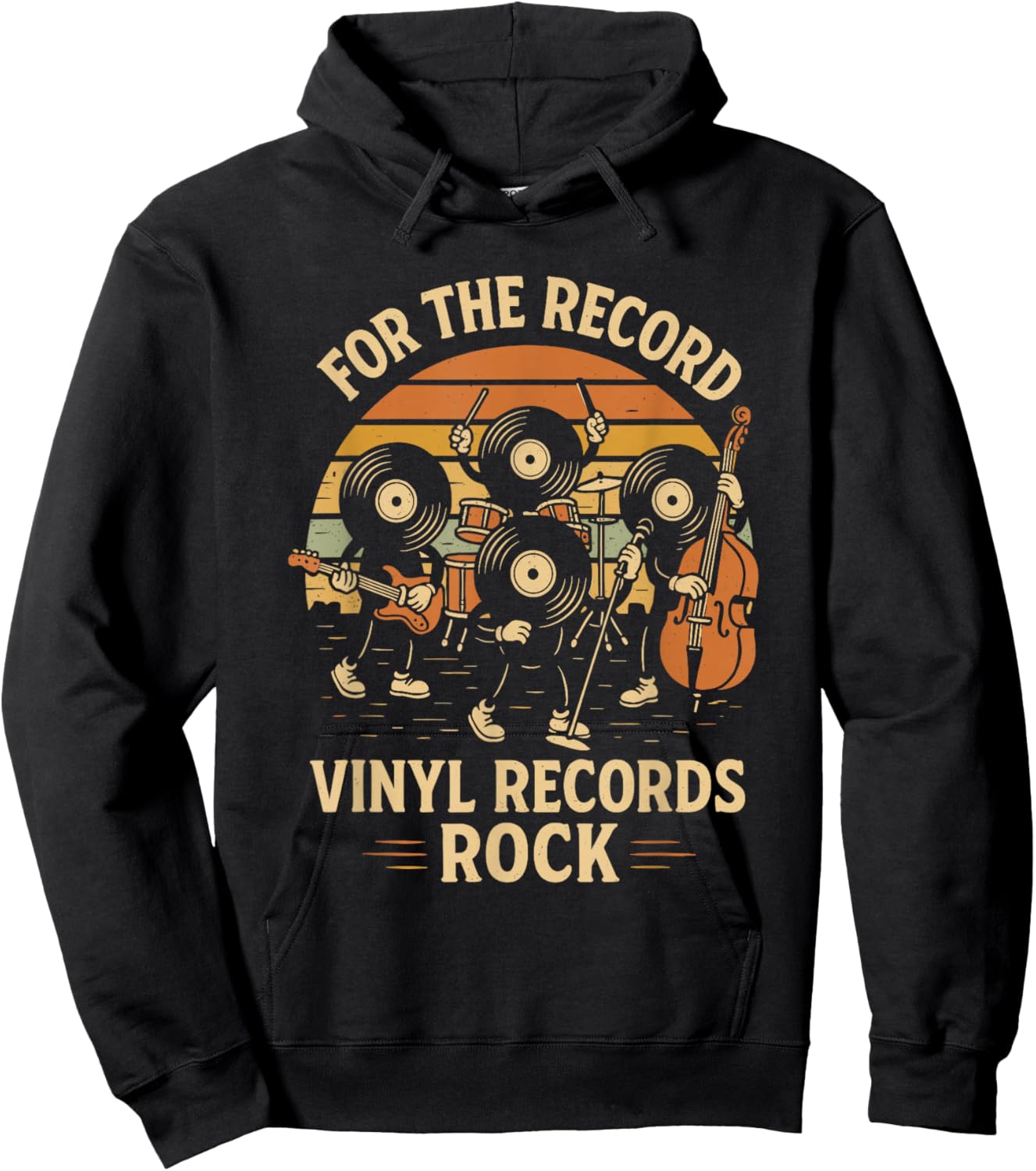 Retro Vinyl Record Pun Rock Music Lover Funny Rock Band Hoodie - Hoodie | Black