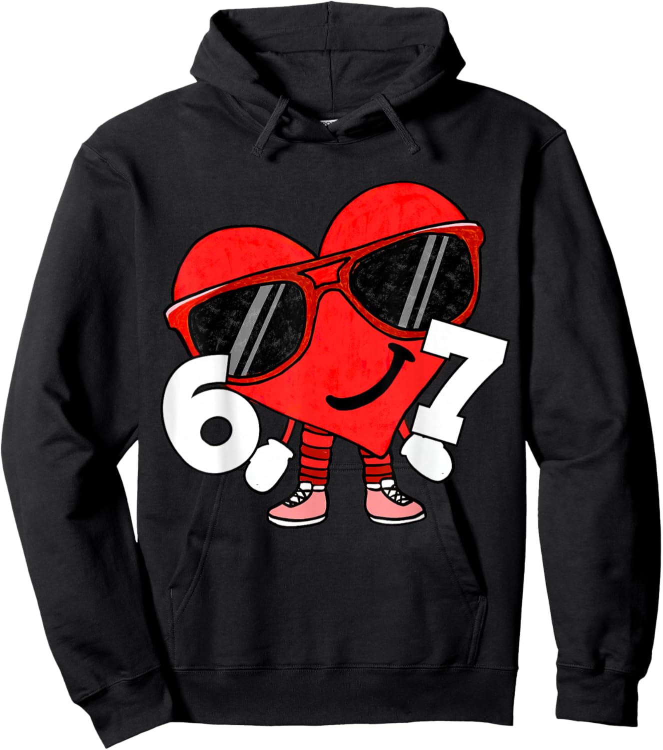 Funny Valentines Heart 67 Six Seven Boys Kids Teens Hoodie - Hoodie | Black
