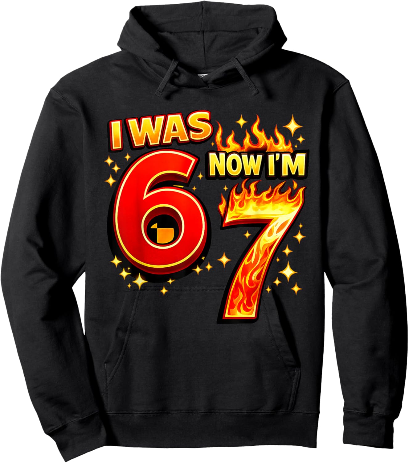 7 Years Old Birthday I was 6 Now I'm 7 6 7 Funny Kids Boys Hoodie - Hoodie | Black