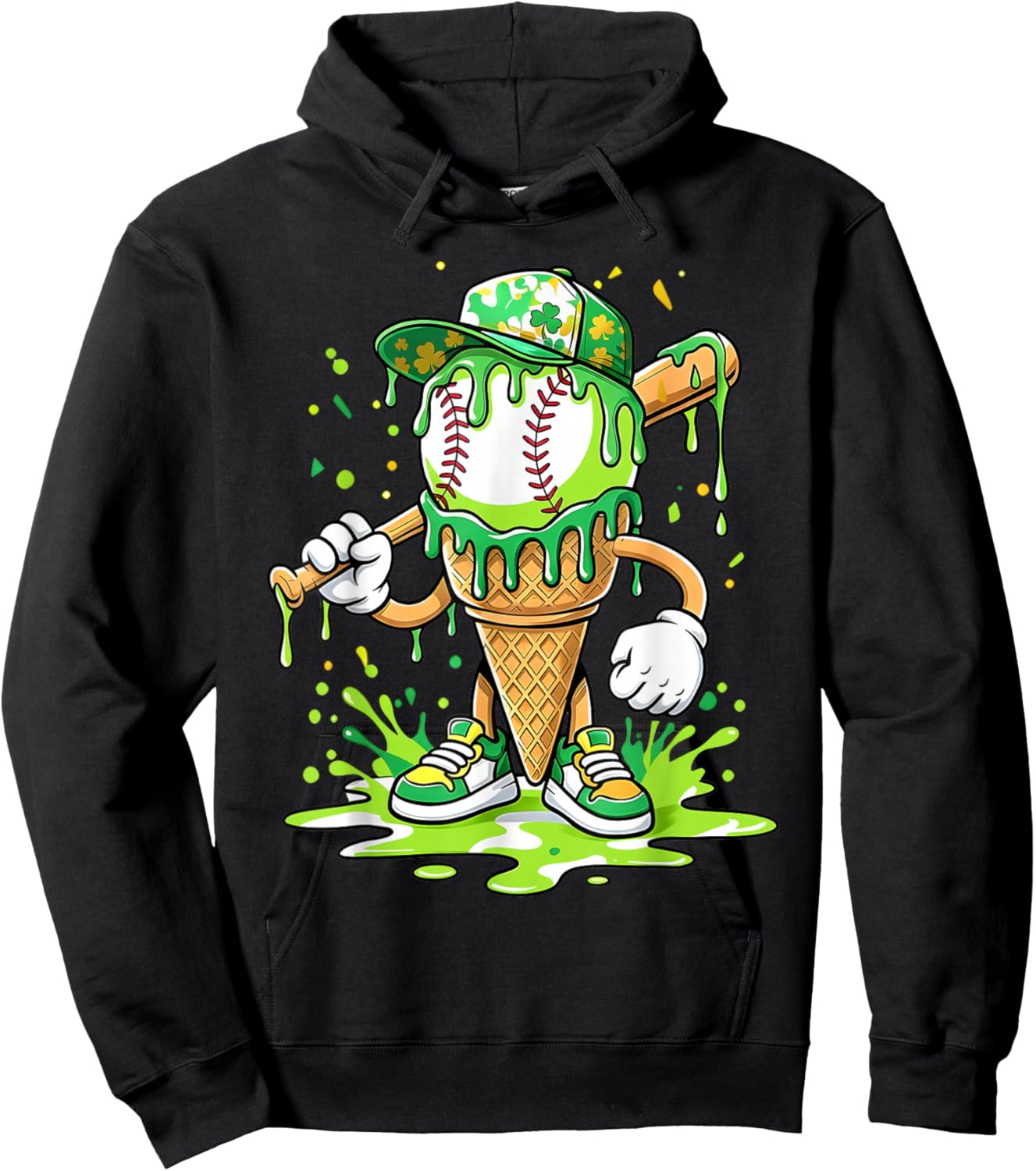 for Boys Ice Cream Baseball Hoodie - Hoodie | Black
