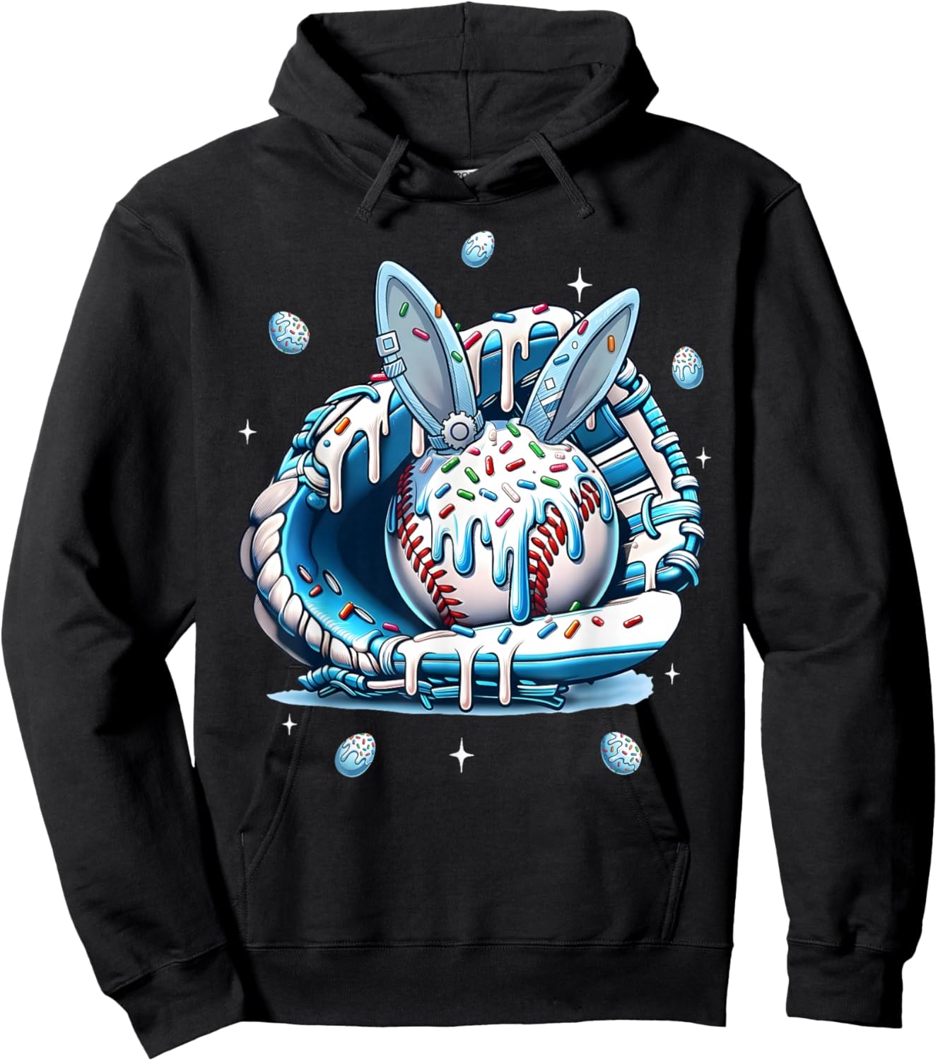 Happy Easter Baseball Player Bunny Sports Boys Kids Girls Hoodie - Hoodie | Black