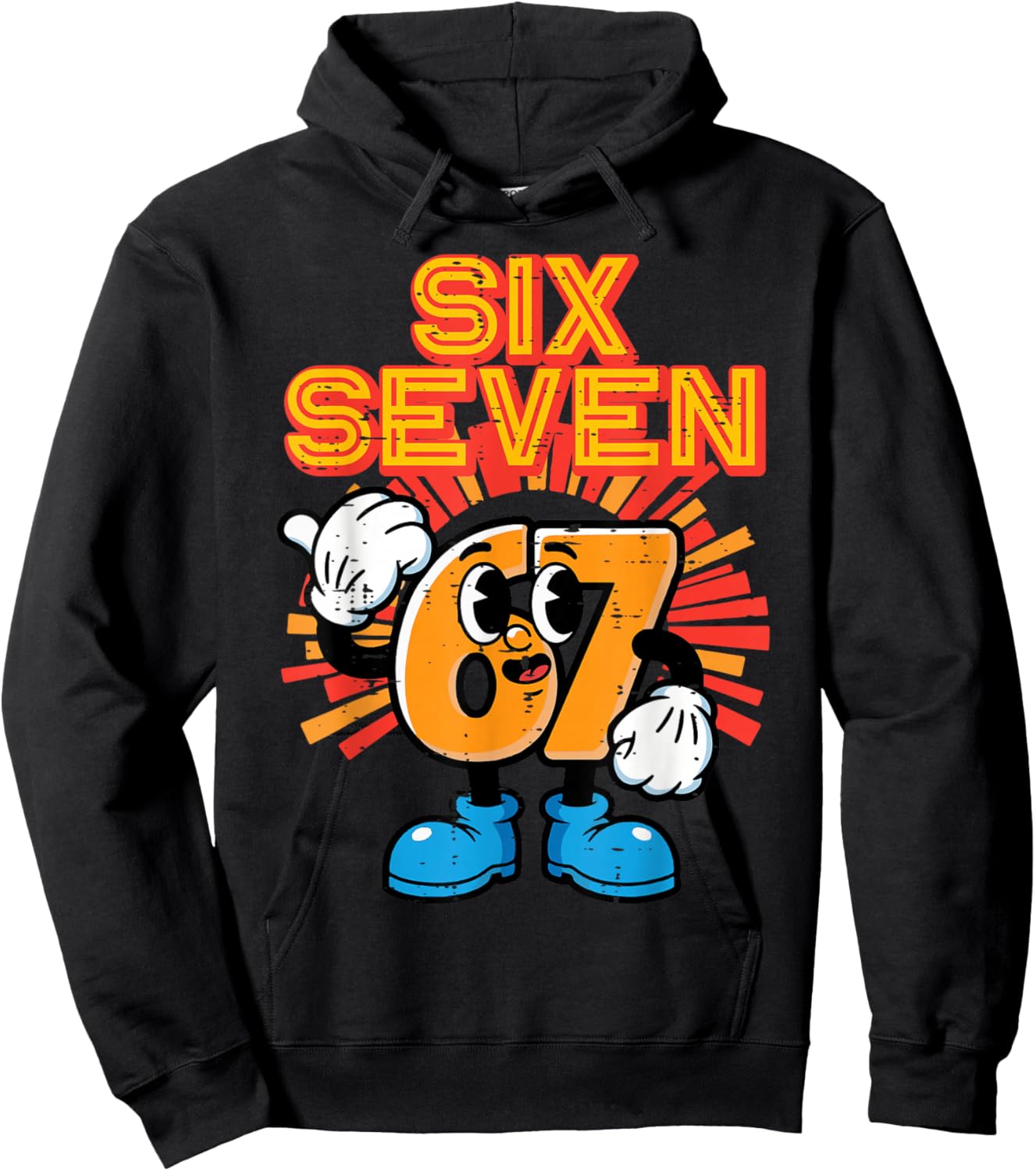 6 7 Meme Numbers Funny 67 Gen Alpha Slang Kids Boys Youth Hoodie - Hoodie | Black