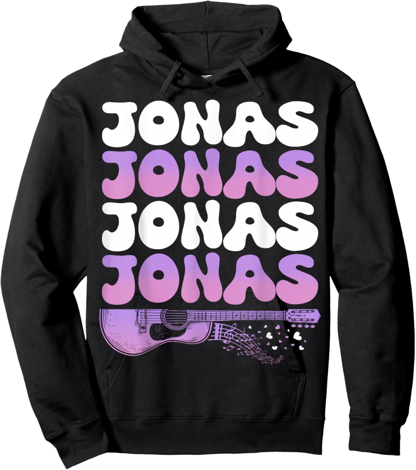 Retro Jonas First Name I Love Jonas 80's Groovy Hoodie - Hoodie | Black
