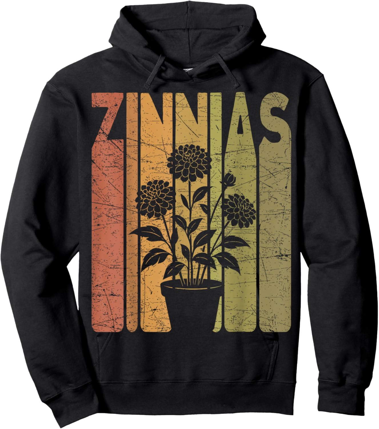Zinnias Vintage Botanist Retro Zinnia Flower Gardening Hoodie - Hoodie | Black