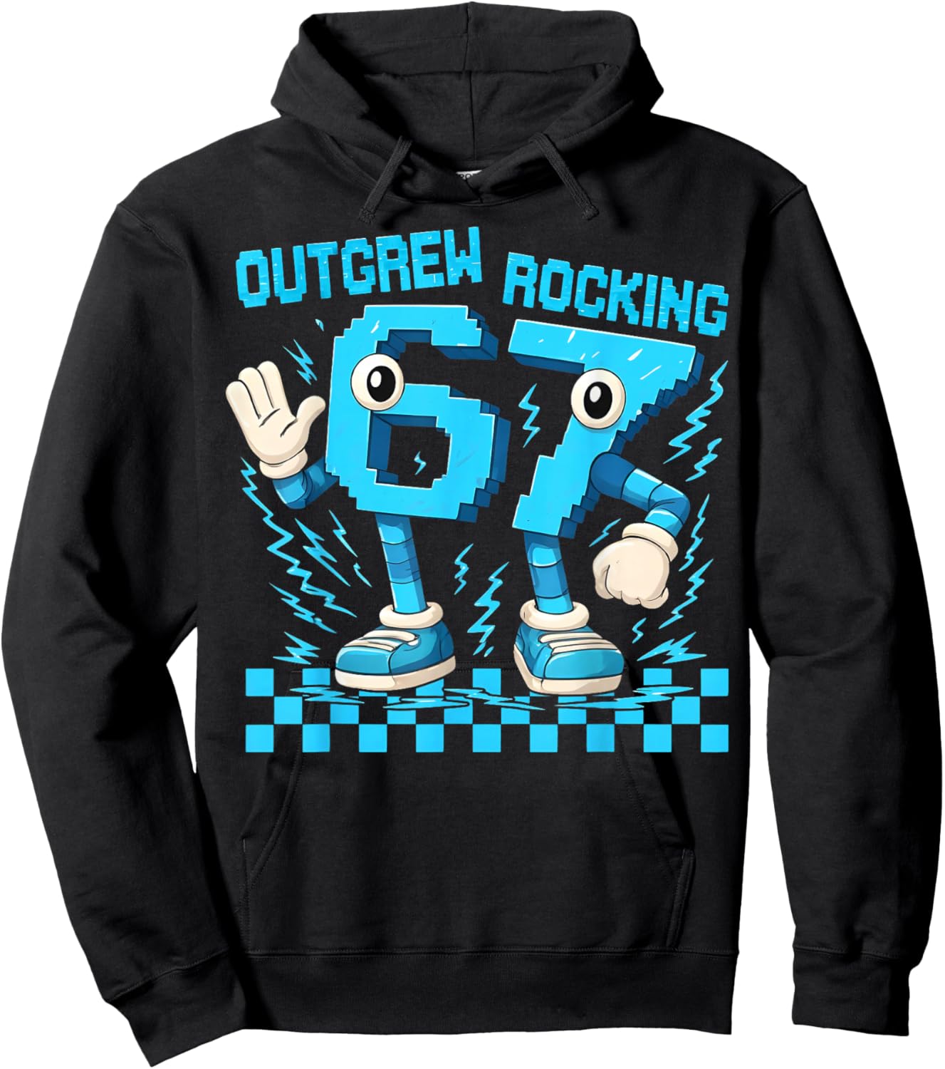 Funny Brainrot Outgrew 6 Rocking 7 Birthday Boy Gift Kid Hoodie - Hoodie | Black