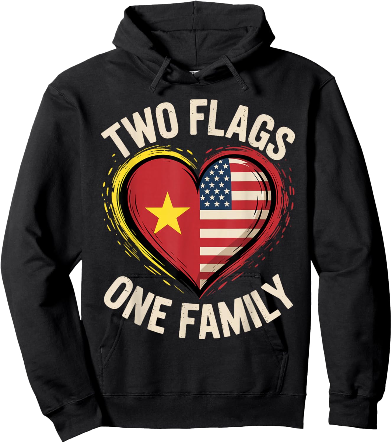Vietnam USA Two Flags One Family American Vietnamese Roots Hoodie - Hoodie | Black
