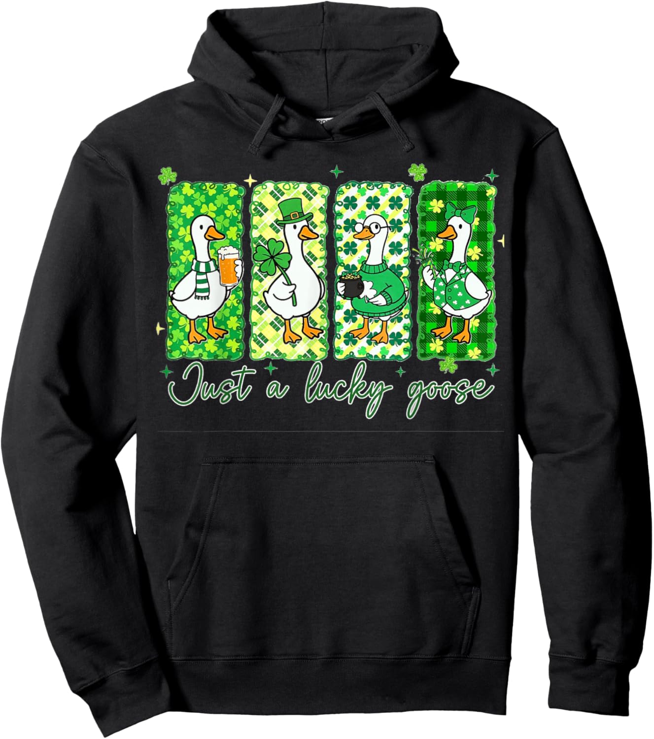 Just A Lucky Goose, St Patricks Day Goose Hoodie - Hoodie | Black