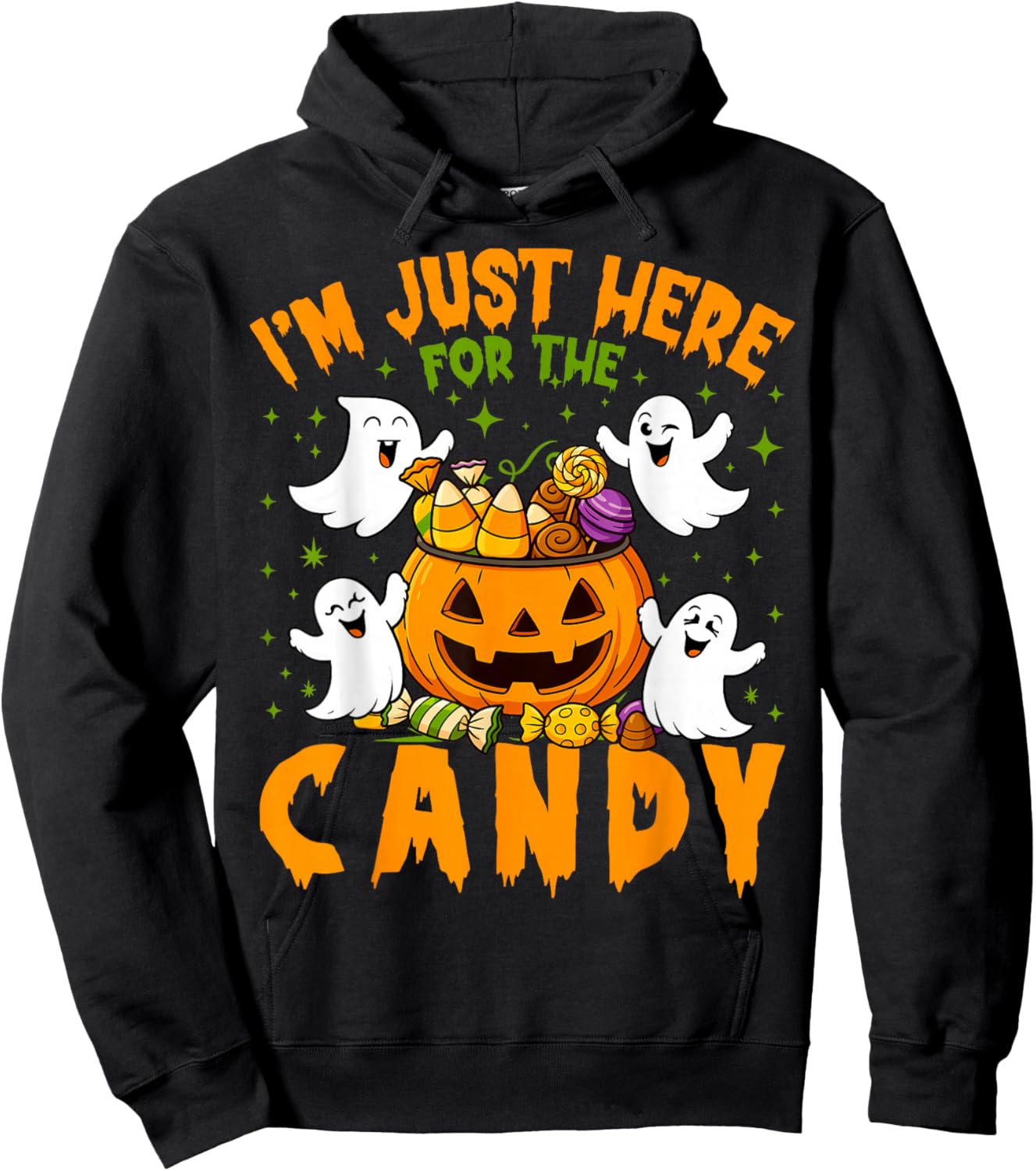 I'm Just Here for The Candy Funny Ghost Halloween Boys Girls Hoodie - Hoodie | Black