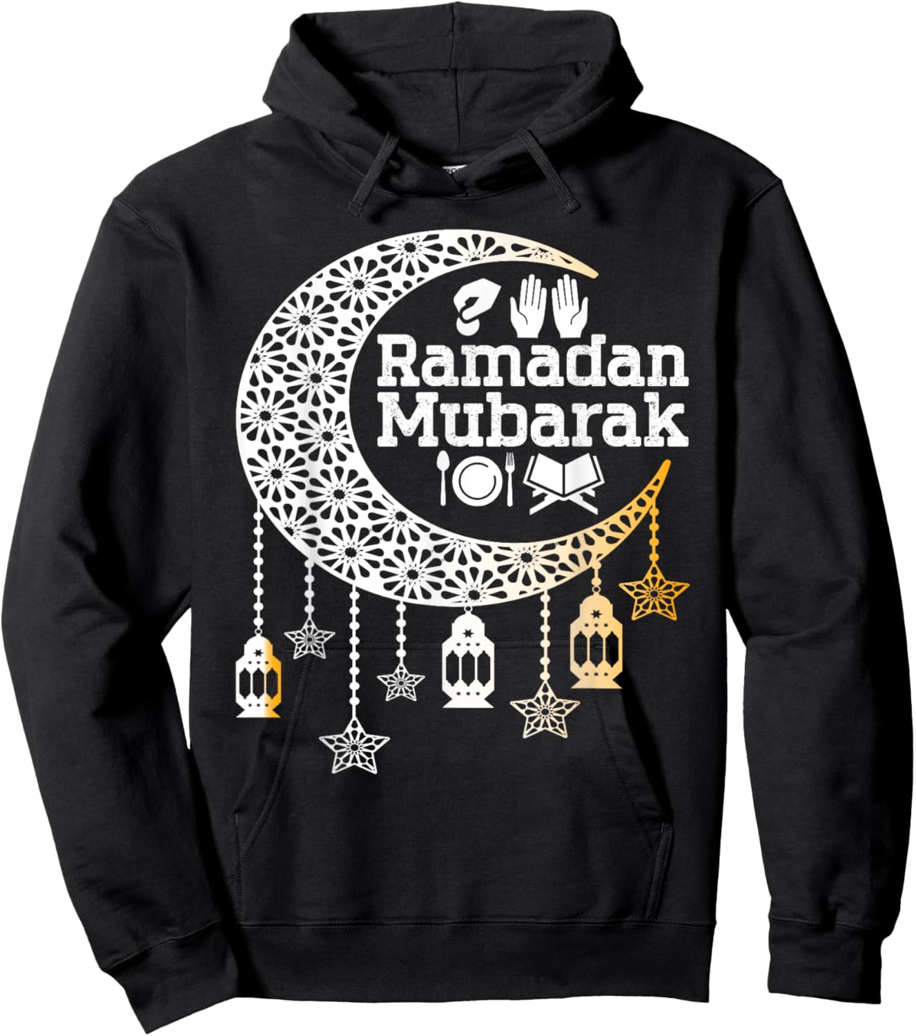 Happy Ramadan Mubarak Islamic Calligraphy Faith Family Funny Hoodie - Hoodie | Black