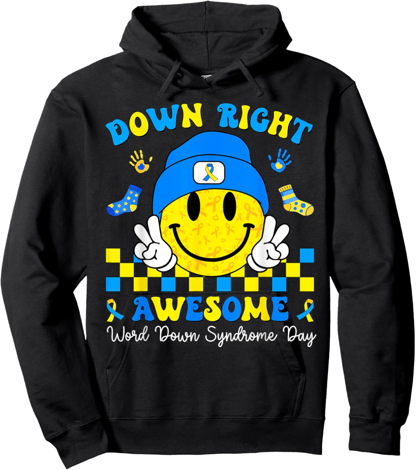 Down Right Awesome World Down Syndrome Day 321 Awareness Hoodie - Hoodie | Black