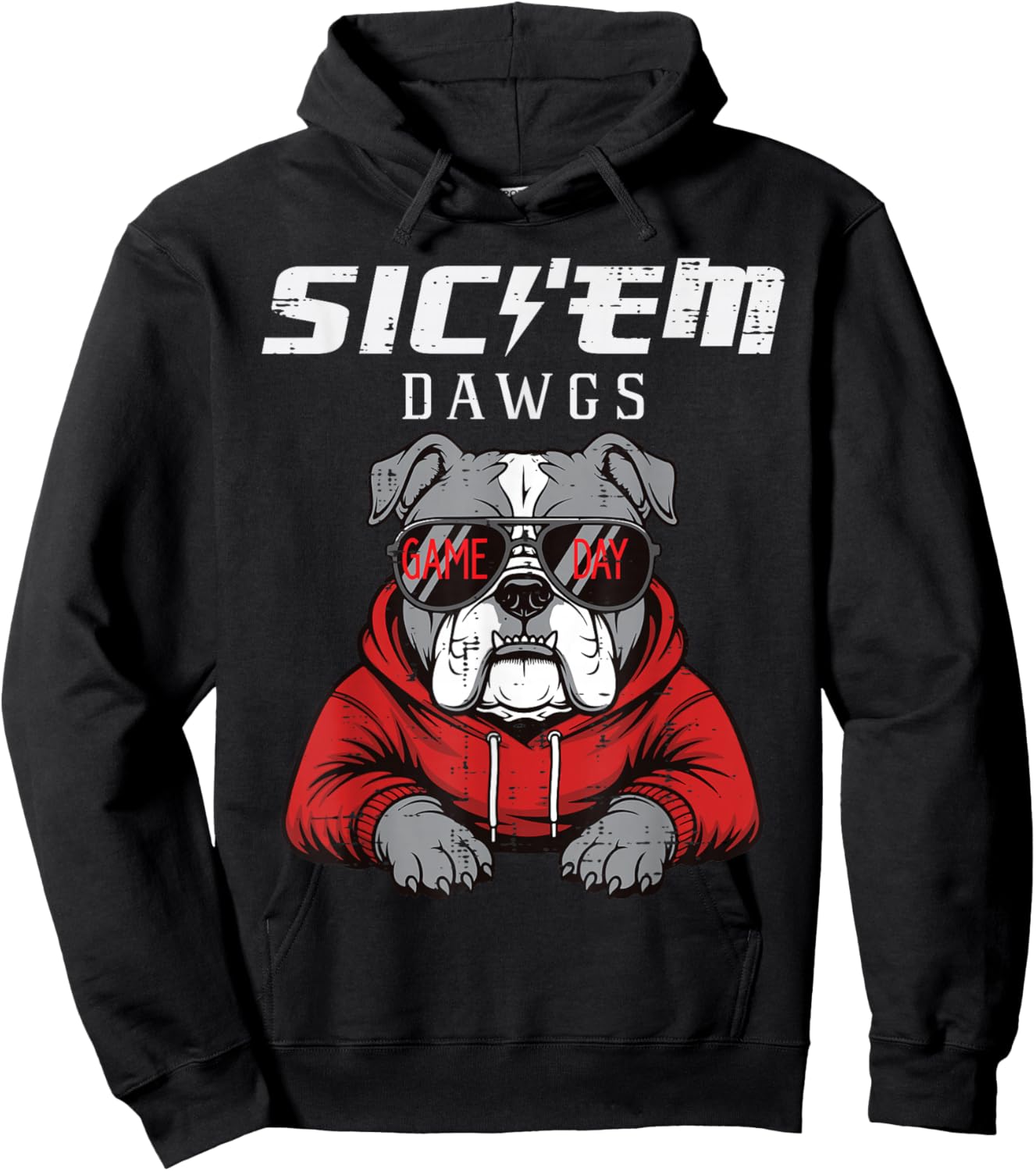 Bulldog Dawgs Women Kids Men Boys Girls Youth Teen Hoodie - Hoodie | Black