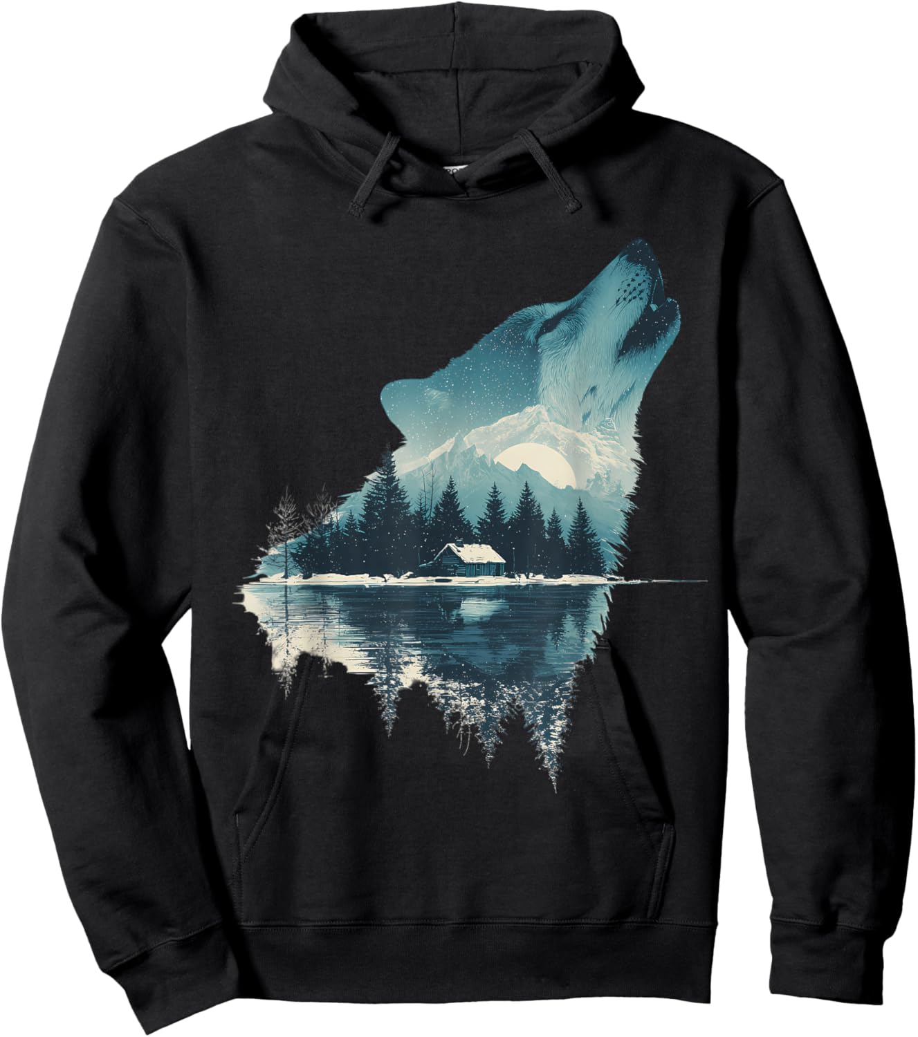 Wolf Animal Face Art Graphic Wildlife Colorful Wolf Lover Hoodie - Hoodie | Black