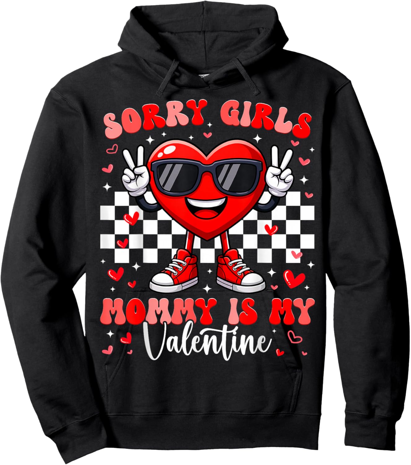 Funny Heart Peace Sign Outfit Toddler Boy Valentine Hoodie - Hoodie | Black
