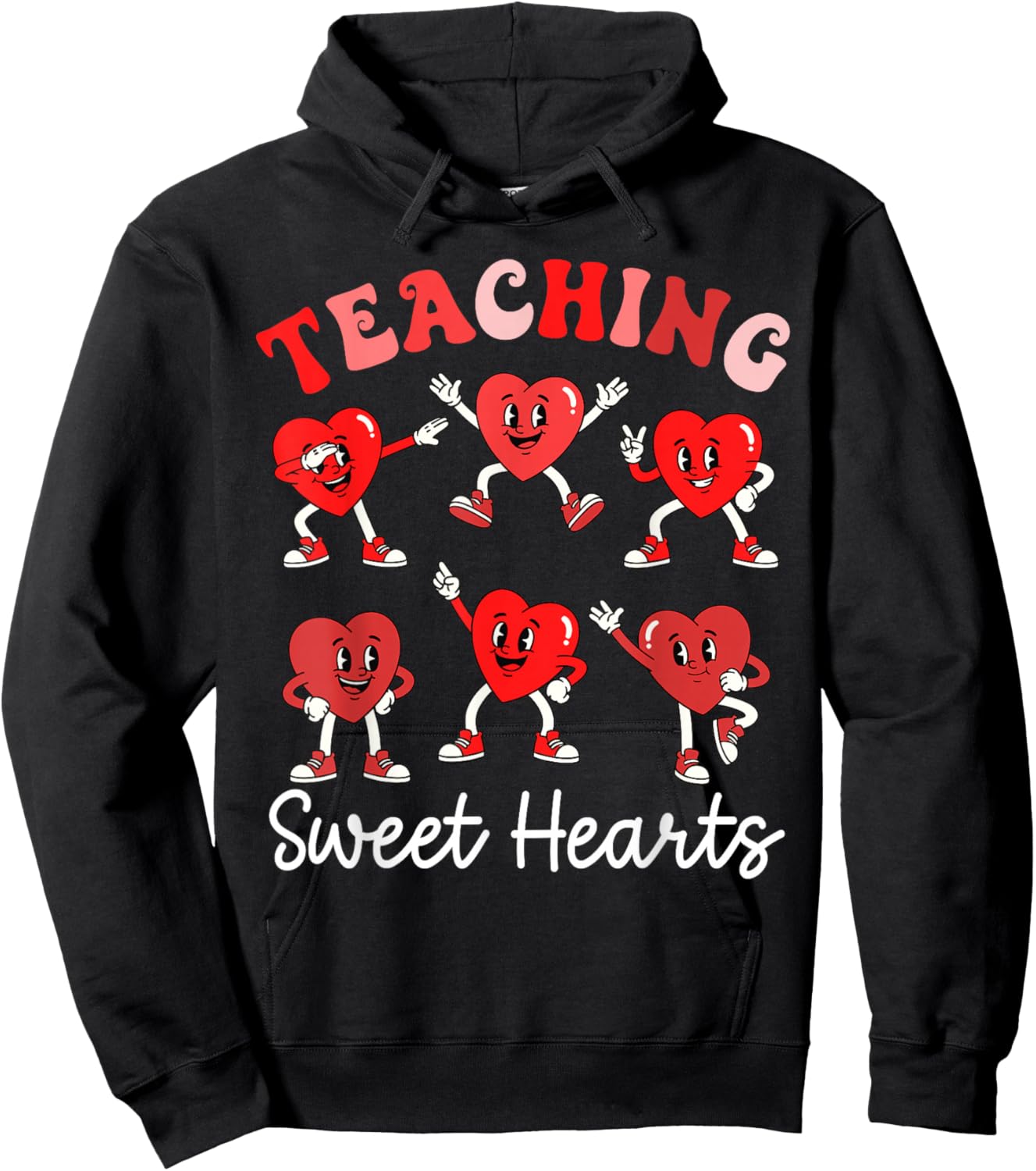 Funny Sweet Hearts Valentines Day for Teacher Kid Boys Girls Hoodie - Hoodie | Black