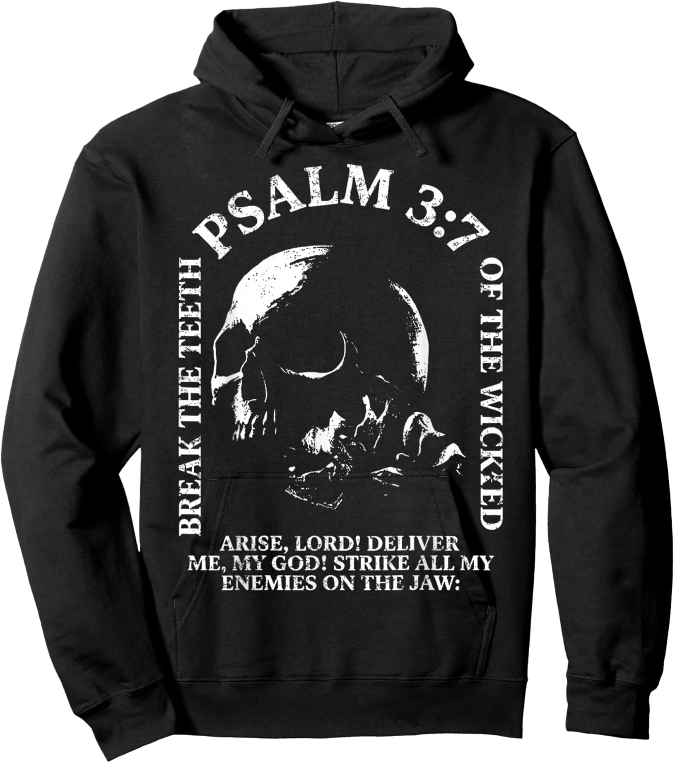 Psalm 3:7 Vintage Skull Christian Religious Bible Verse Hoodie - Hoodie | Black