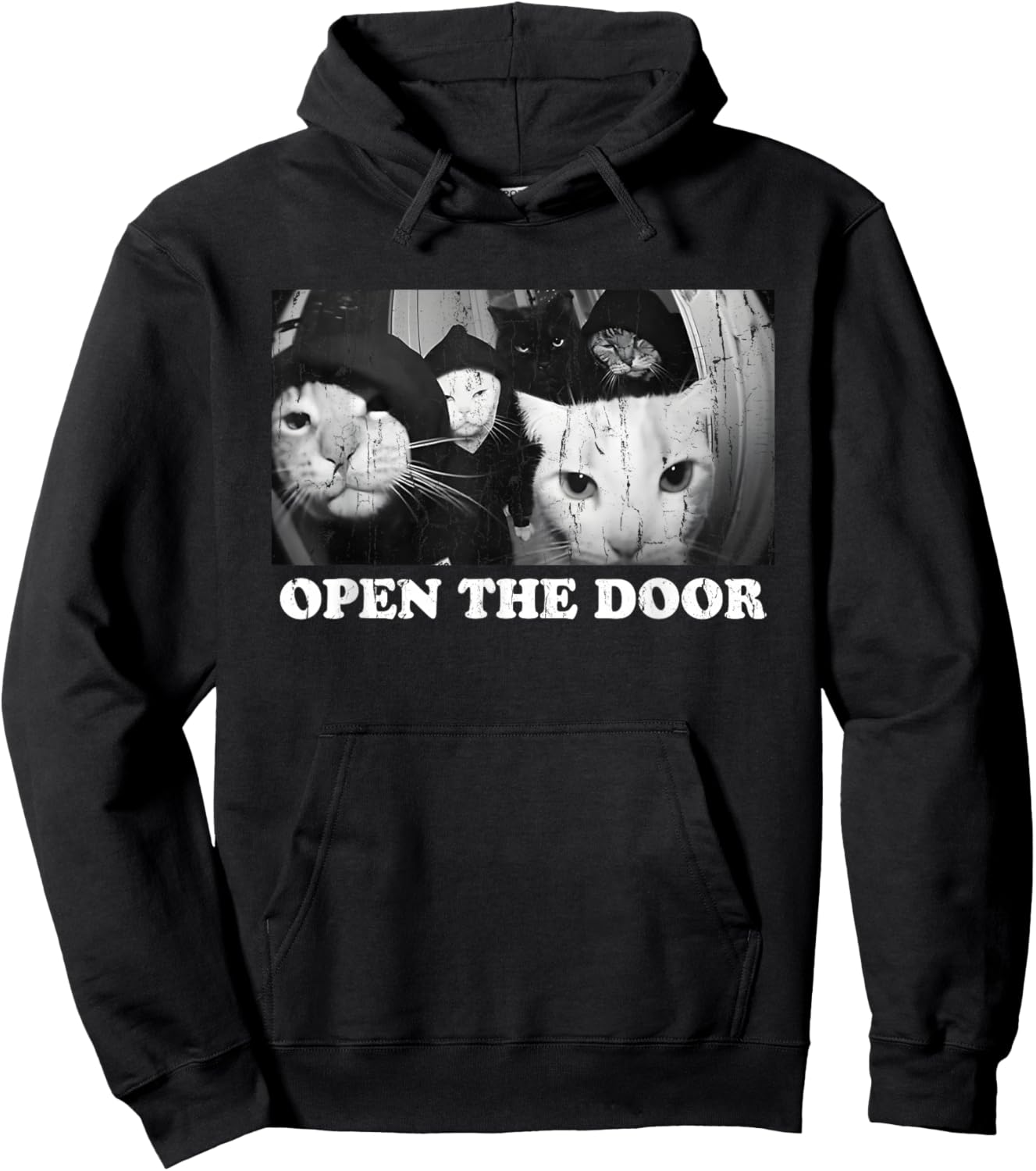 Open The Door, Funny Cat Gang, Meme Cat Hoodie - Hoodie | Black