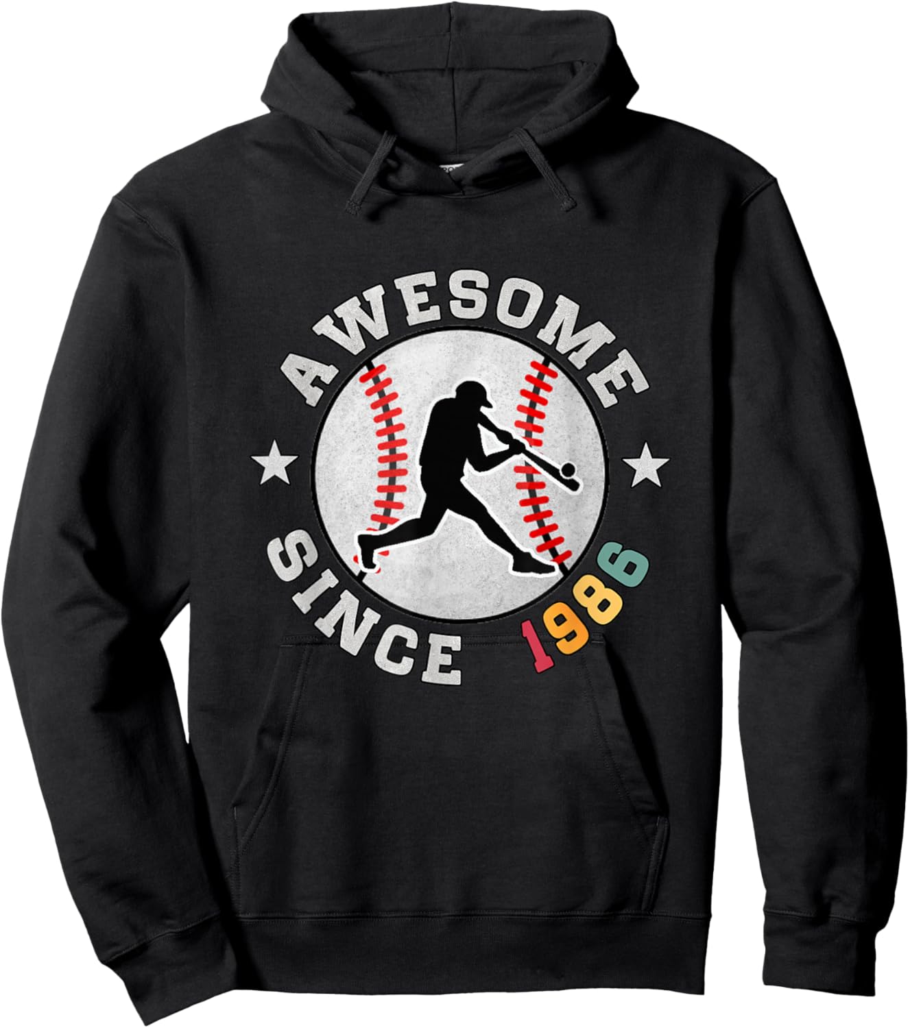 Birthday Baseball Lover Gift 40 Years Old Awesome Since 1986 Hoodie - Hoodie | Black