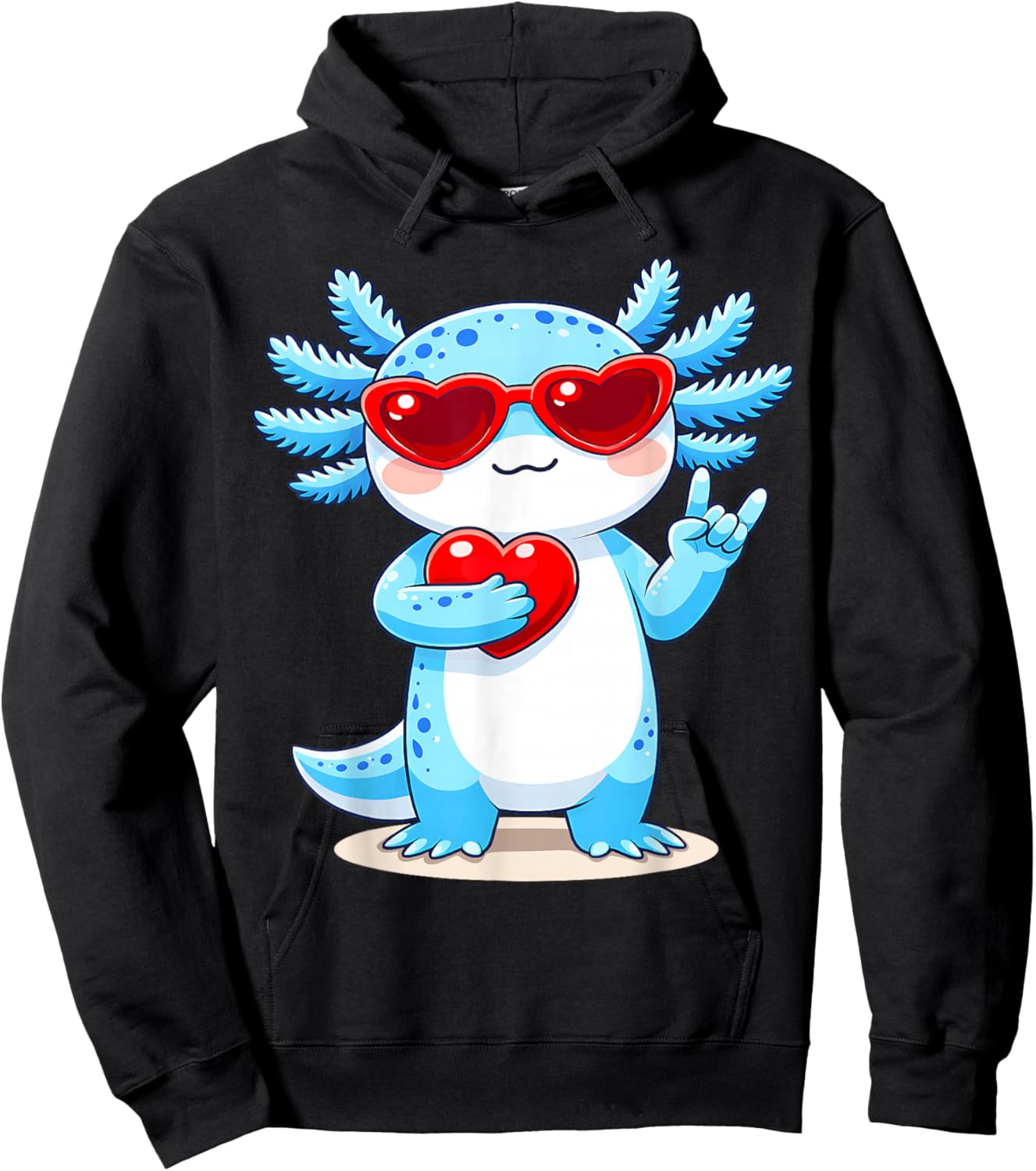 Cute Axolotl Valentines Day Love Funny Axolotl Boys Kids Hoodie - Hoodie | Black