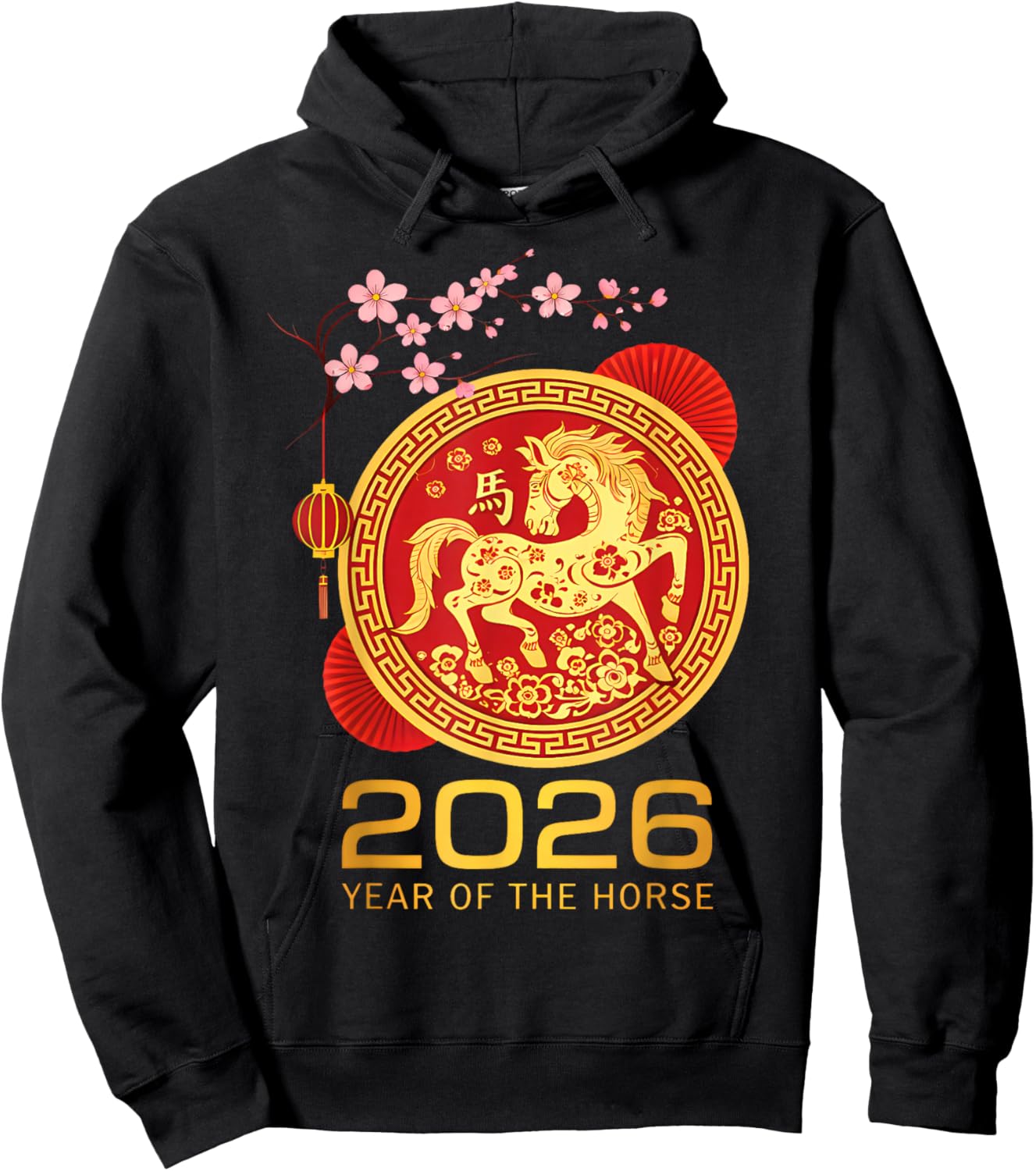 Chinese New Year 2026 Year of The Horse Lunar New Year 2026 Hoodie - Hoodie | Black