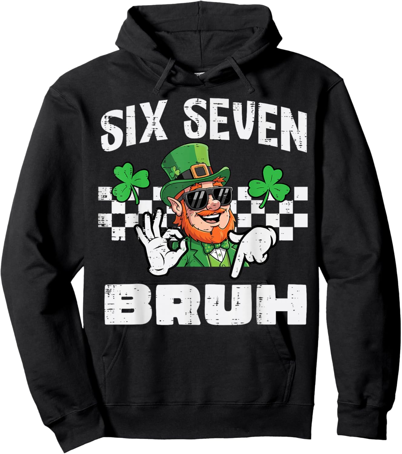 Six Seven Bruh St Patricks Day 6 7 Meme 67 Kids Youth Boys Hoodie - Hoodie | Black