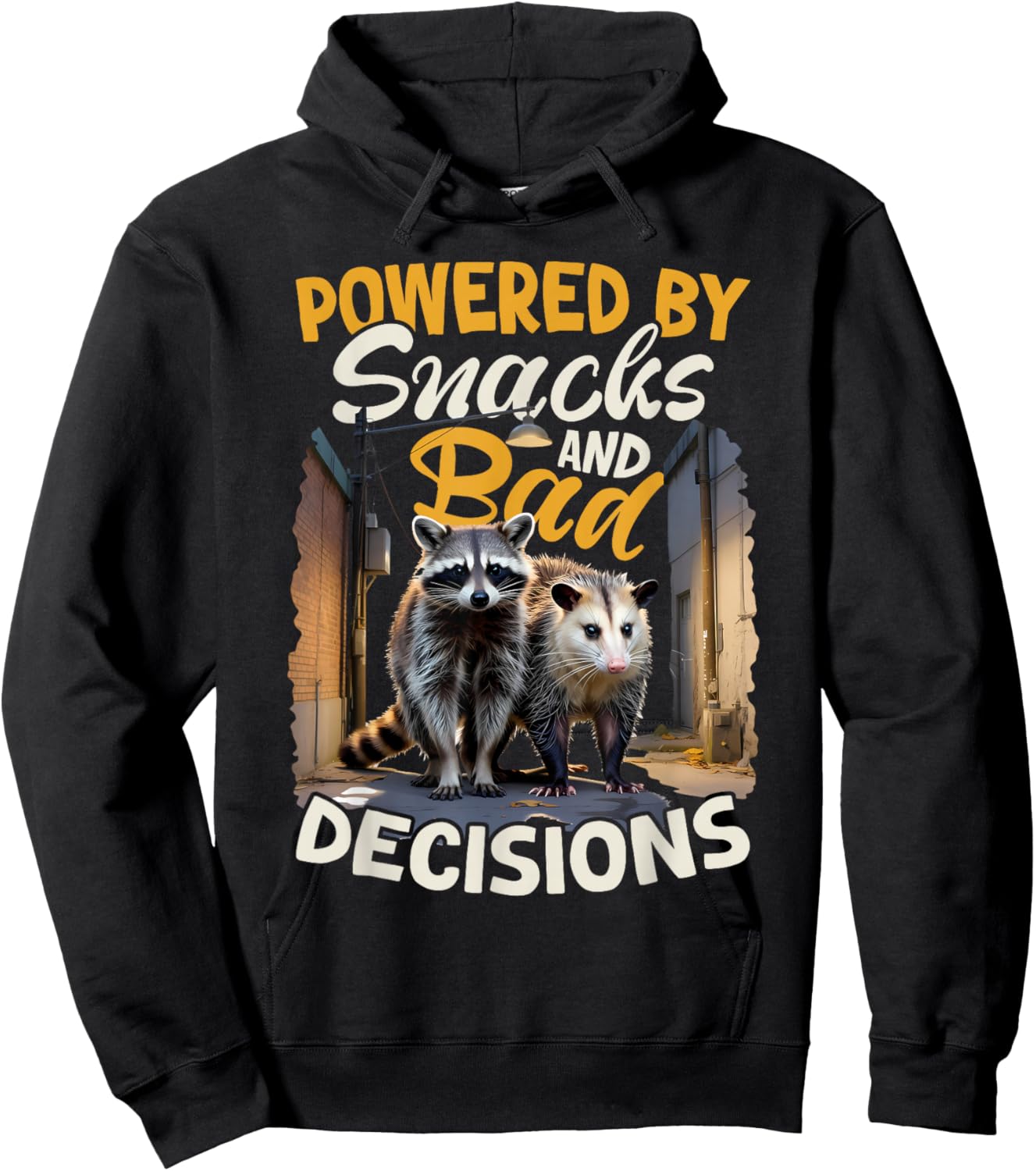 Funny Opossum and Raccoon Hoodie - Hoodie | Black
