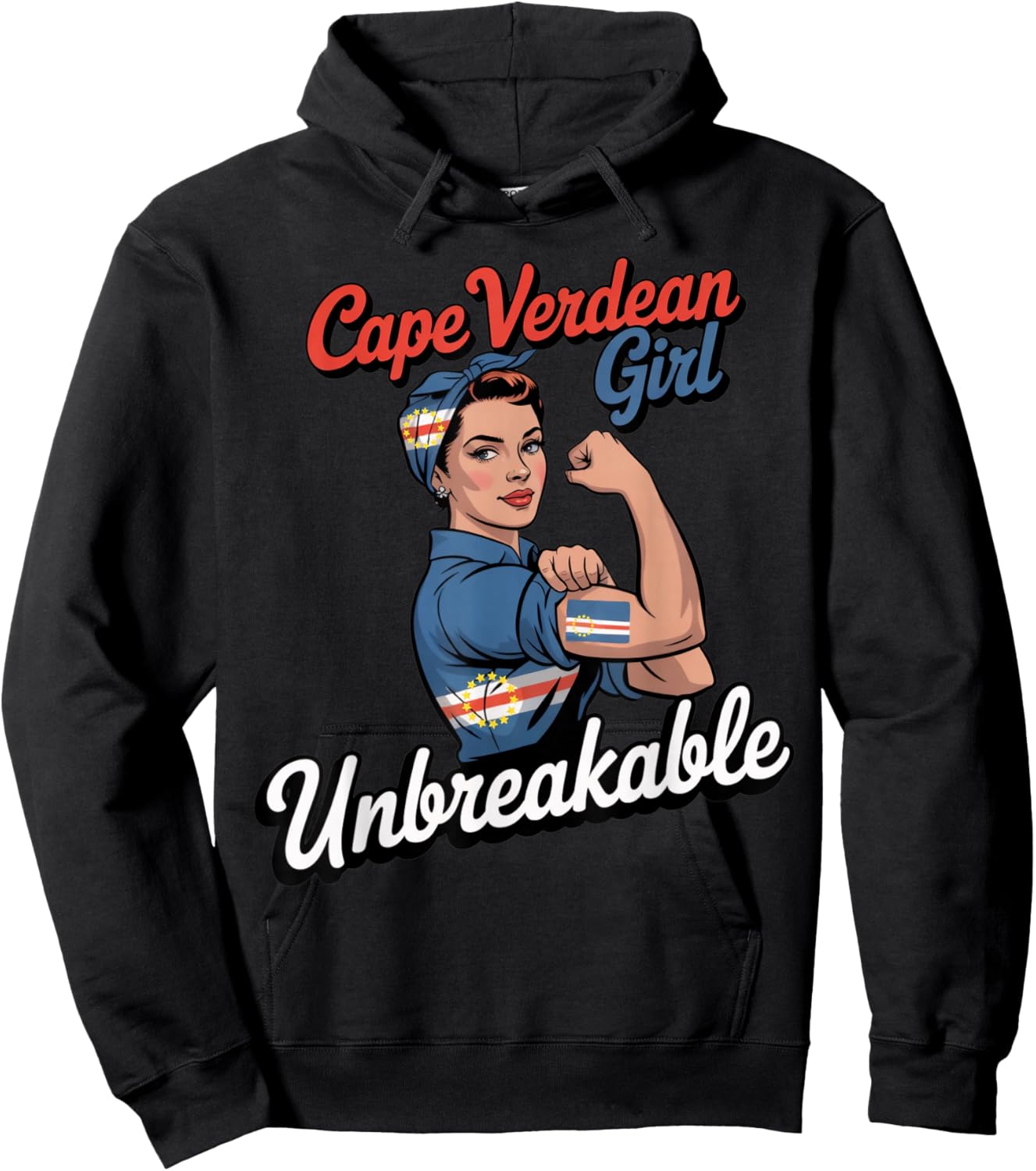Cape Verdean Girl Cabo Verde Flag Pride Verdian Cape Verde Hoodie - Hoodie | Black