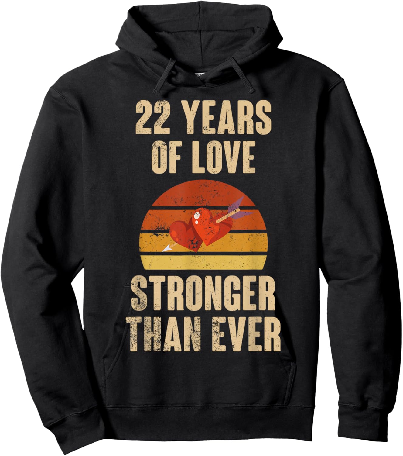 22 Years of Love Retro Vintage 22nd Wedding Anniversary Hoodie - Hoodie | Black