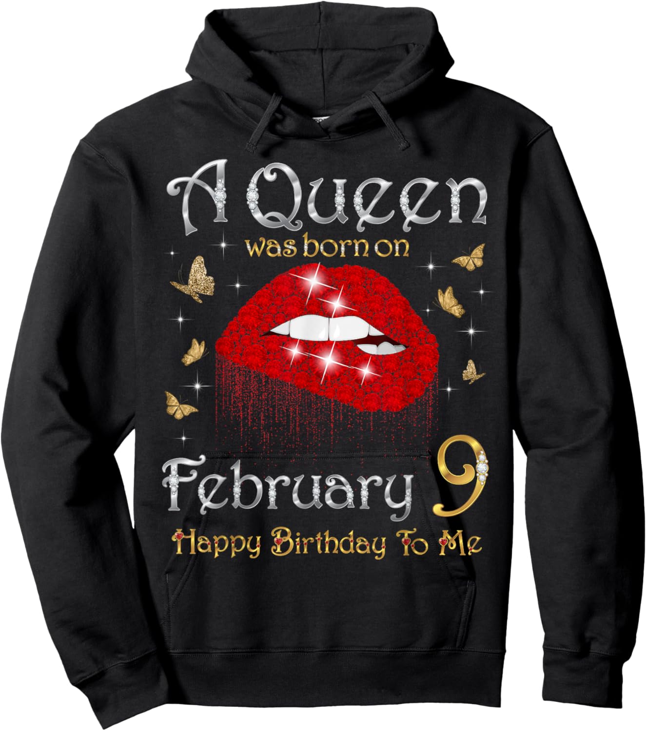 A Queen was Born on February 9, 9th February Queen Cute Hoodie - Hoodie | Black