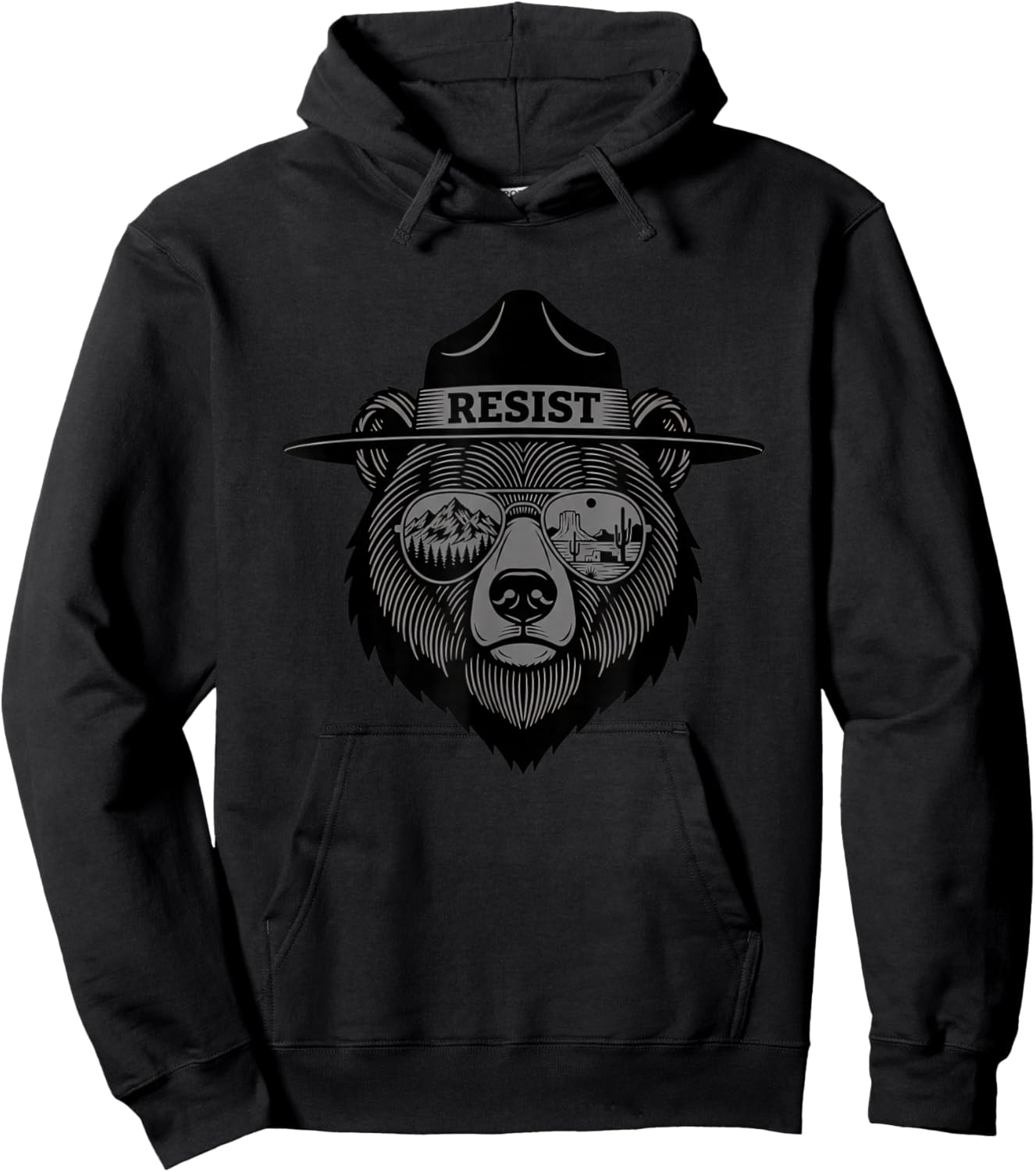 Resist Ranger Hat Sunglasses Nature Outdoors Hoodie - Hoodie | Black