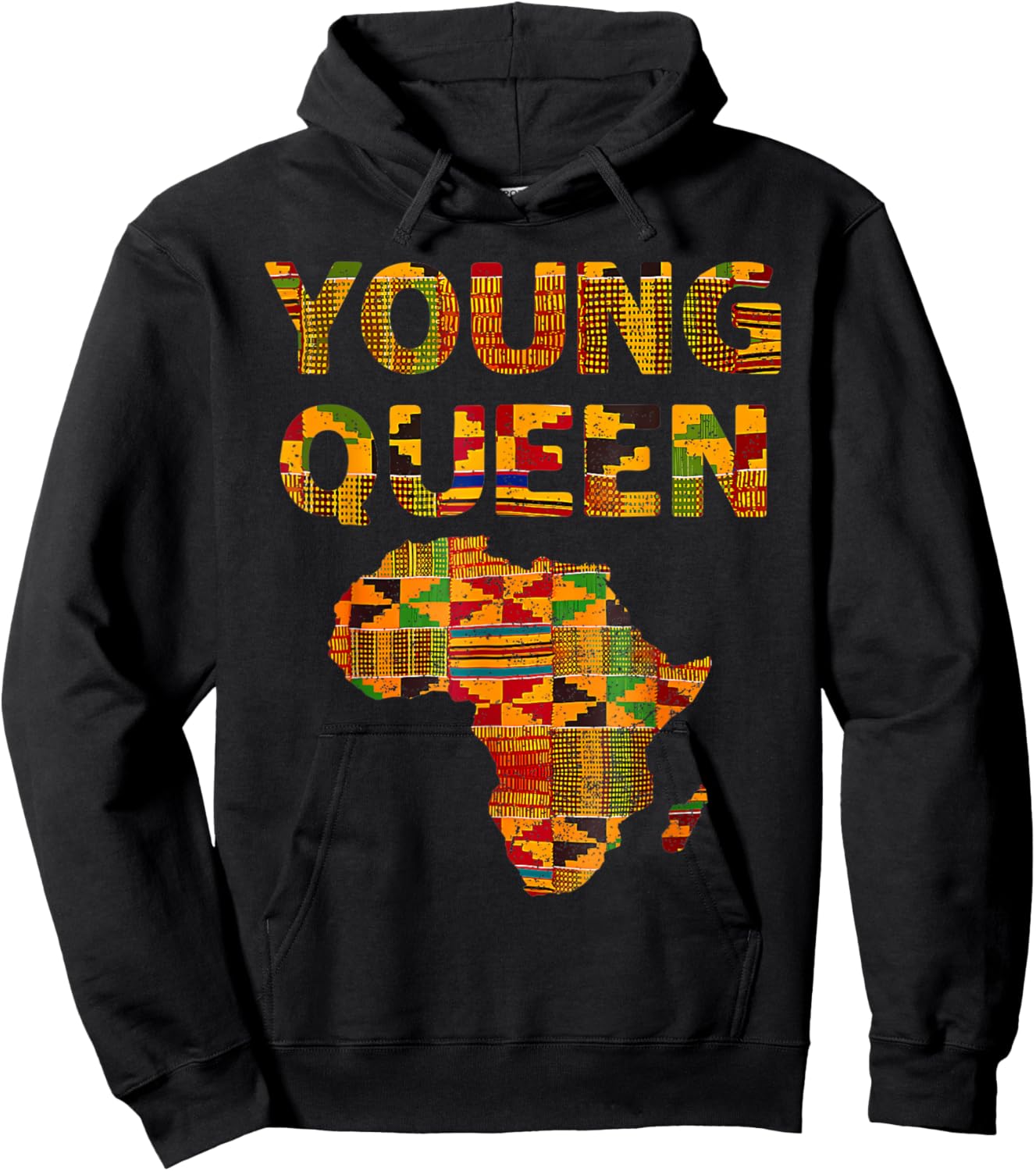Cool Kente Cloth Art Kids Girls African Print African Queen Hoodie - Hoodie | Black