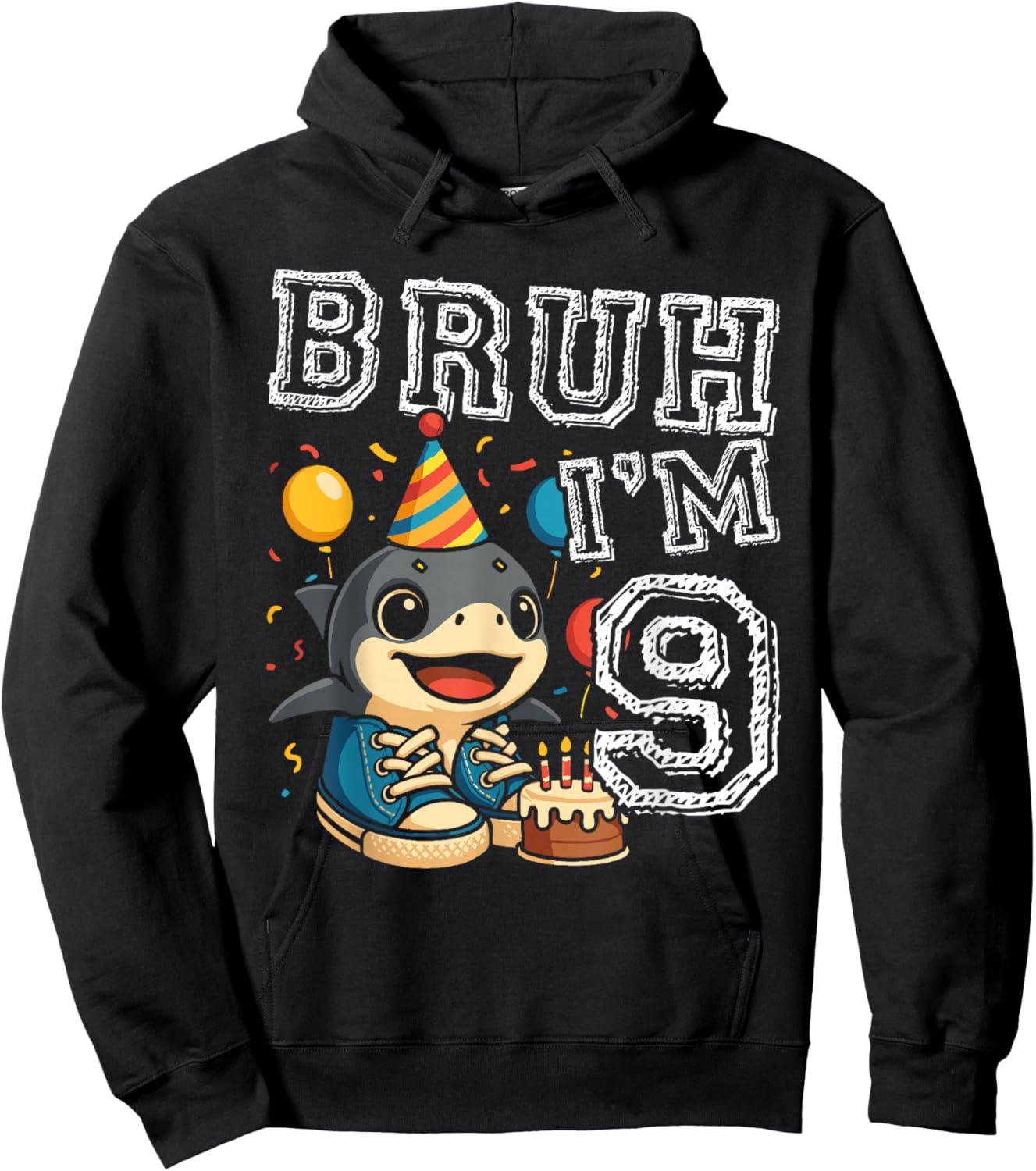 Italian Brainrot Bruh I'm 9 Age 9th Kids Boys Girls Hoodie - Hoodie | Black