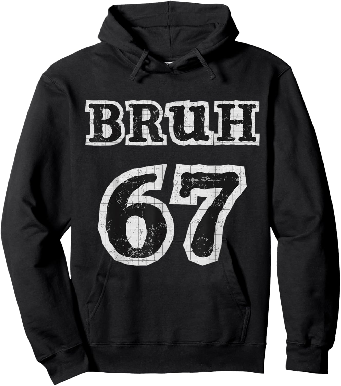 Bruh 67 Retro Style Funny Graphic Art Bold Humor Hoodie - Hoodie | Black