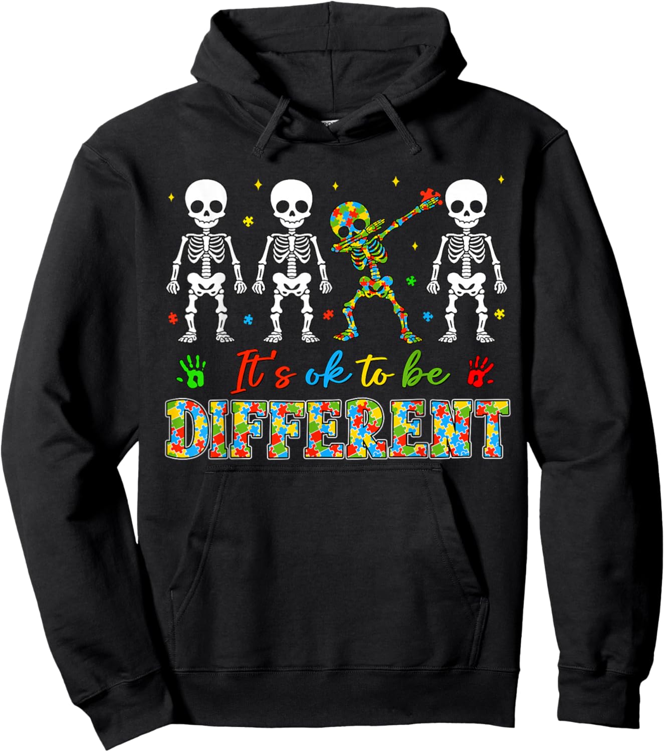 It's Ok to Be Different Skeleton Autism Awareness Kids Boys Hoodie - Hoodie | Black