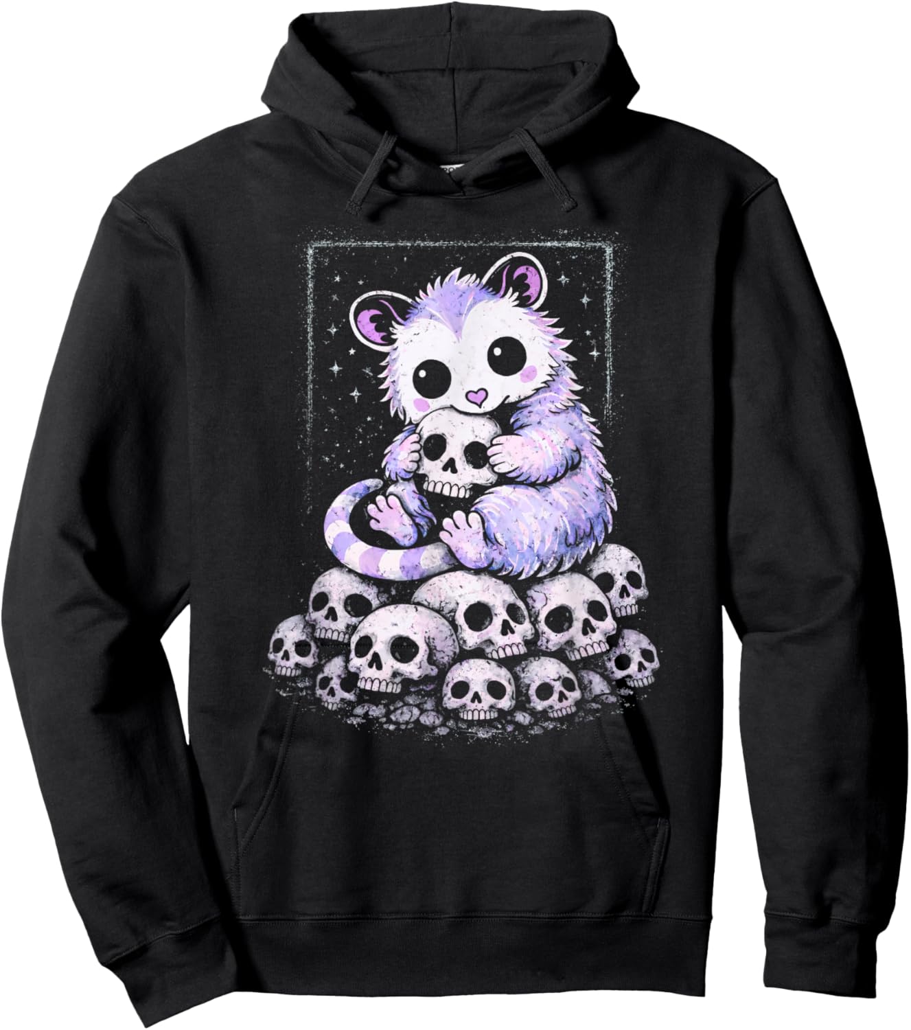 Opossum Creepy Cute Skulls Kawaii Pastel Goth Alt Aesthetic Hoodie - Hoodie | Black