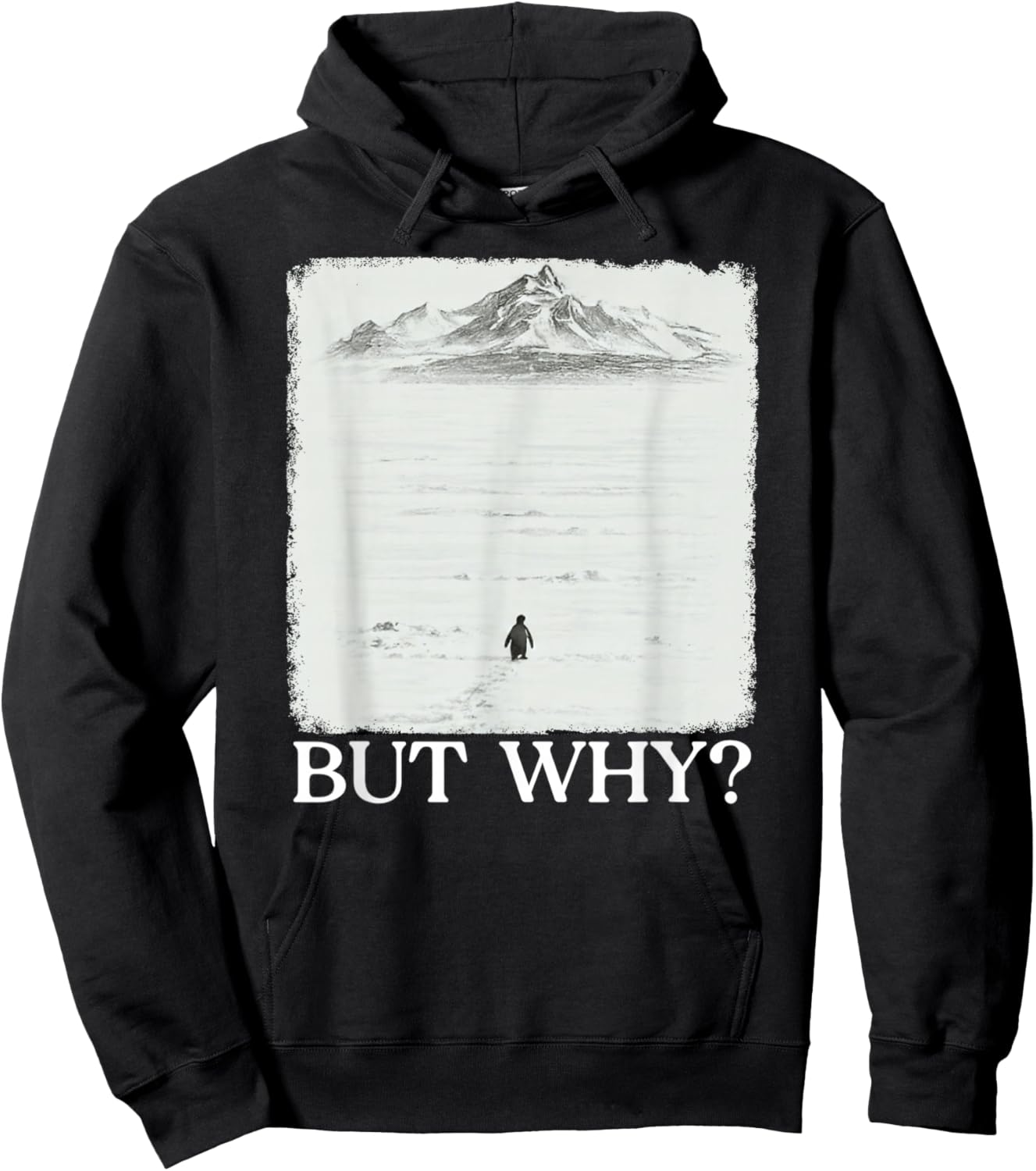 Penguin But Why Head Towards The Mountains Motivational Hoodie - Hoodie | Black