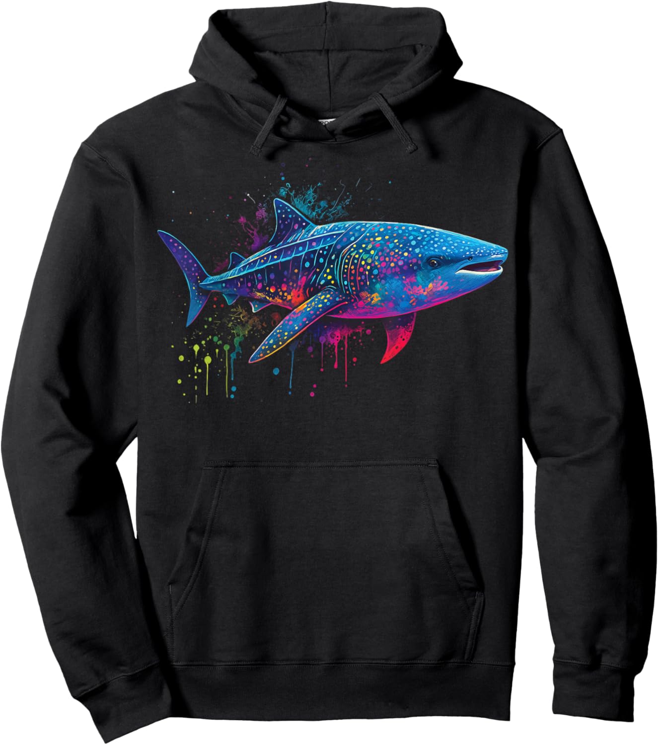 Whale Shark Colorful Watercolor Hoodie - Hoodie | Black