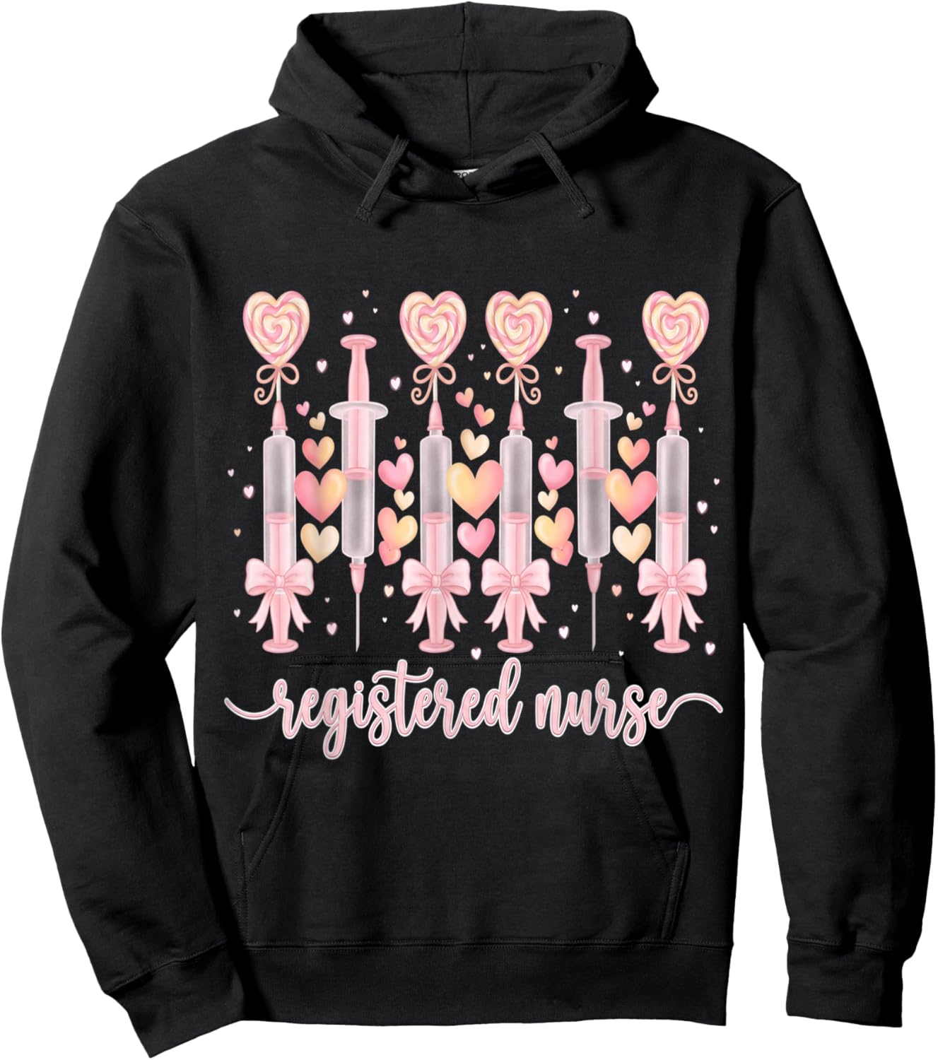 Healthcare Heart Registered Nurse RN Valentines Nurses Hoodie - Hoodie | Black