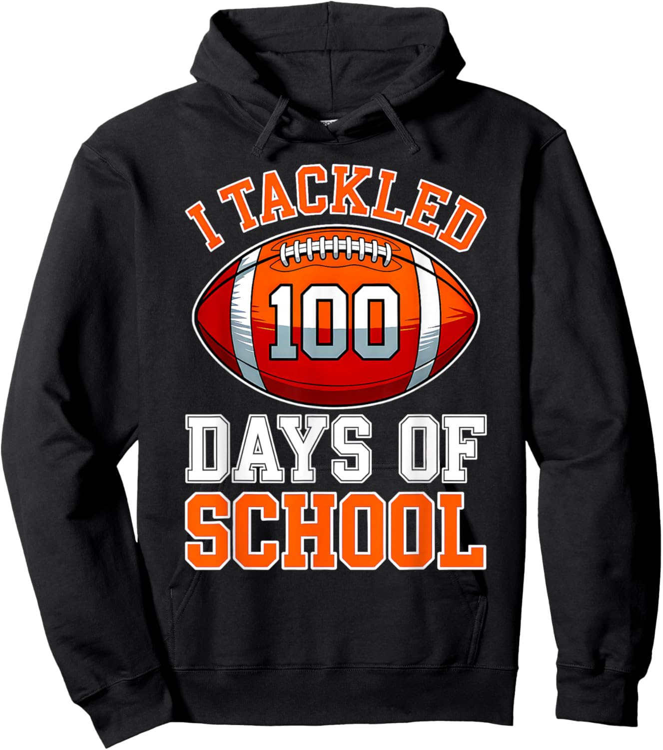 100th Day of School Kids Football 100 Days of School Boys Hoodie - Hoodie | Black
