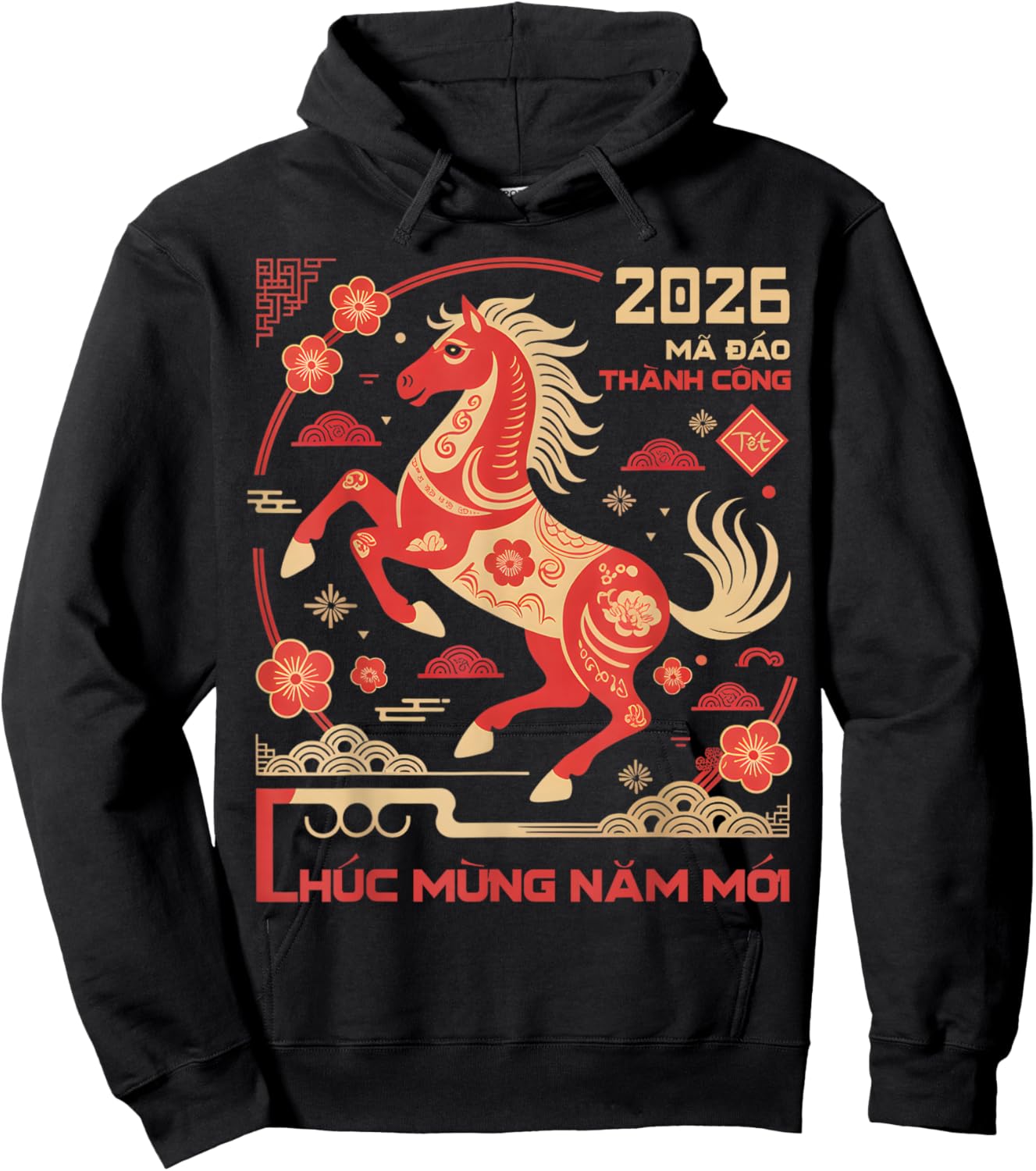 TET 2026 Year of The Horse Vietnamese Lunar New Year 2026 Hoodie - Hoodie | Black